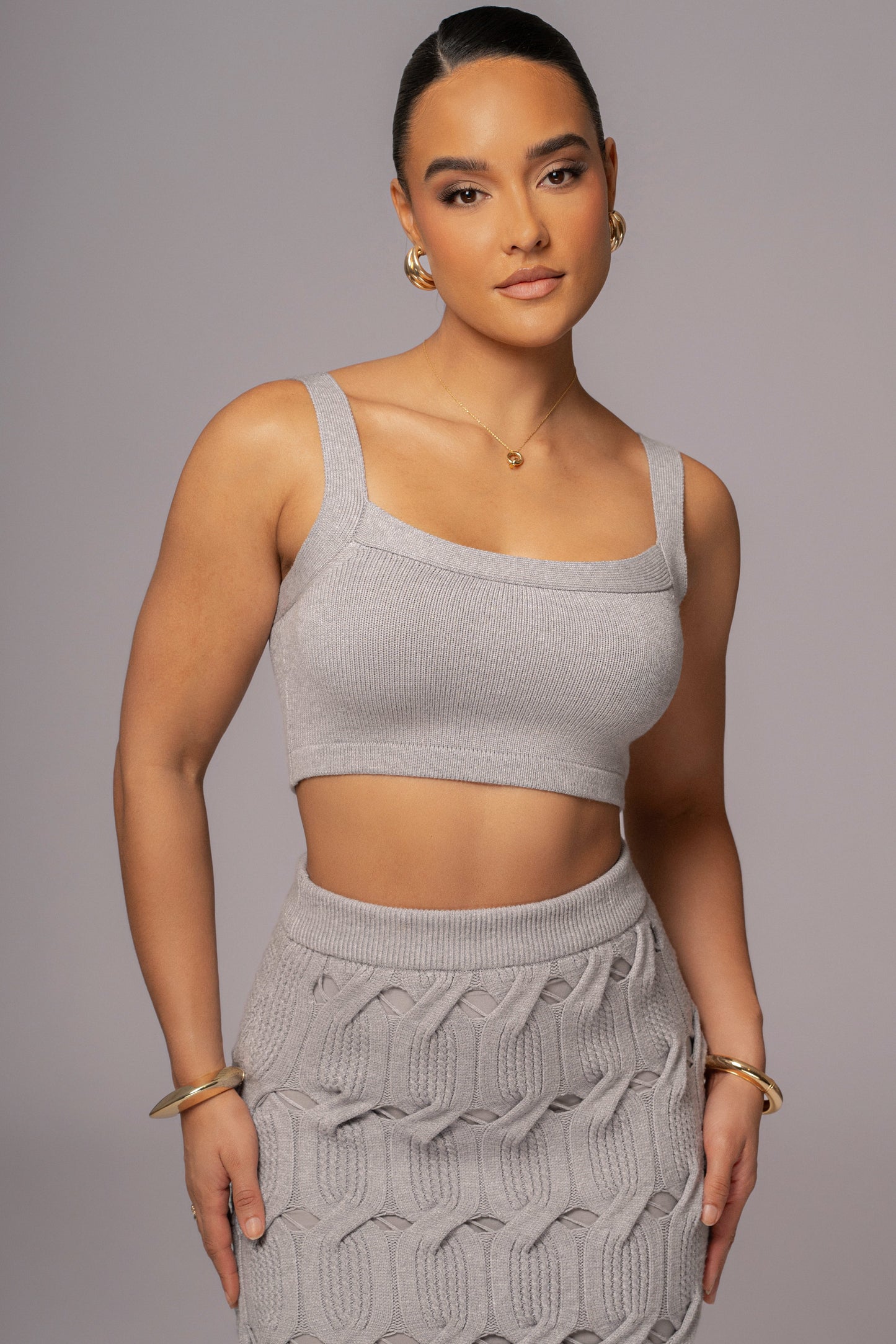 Heather Grey Darlah Knit Crop Top