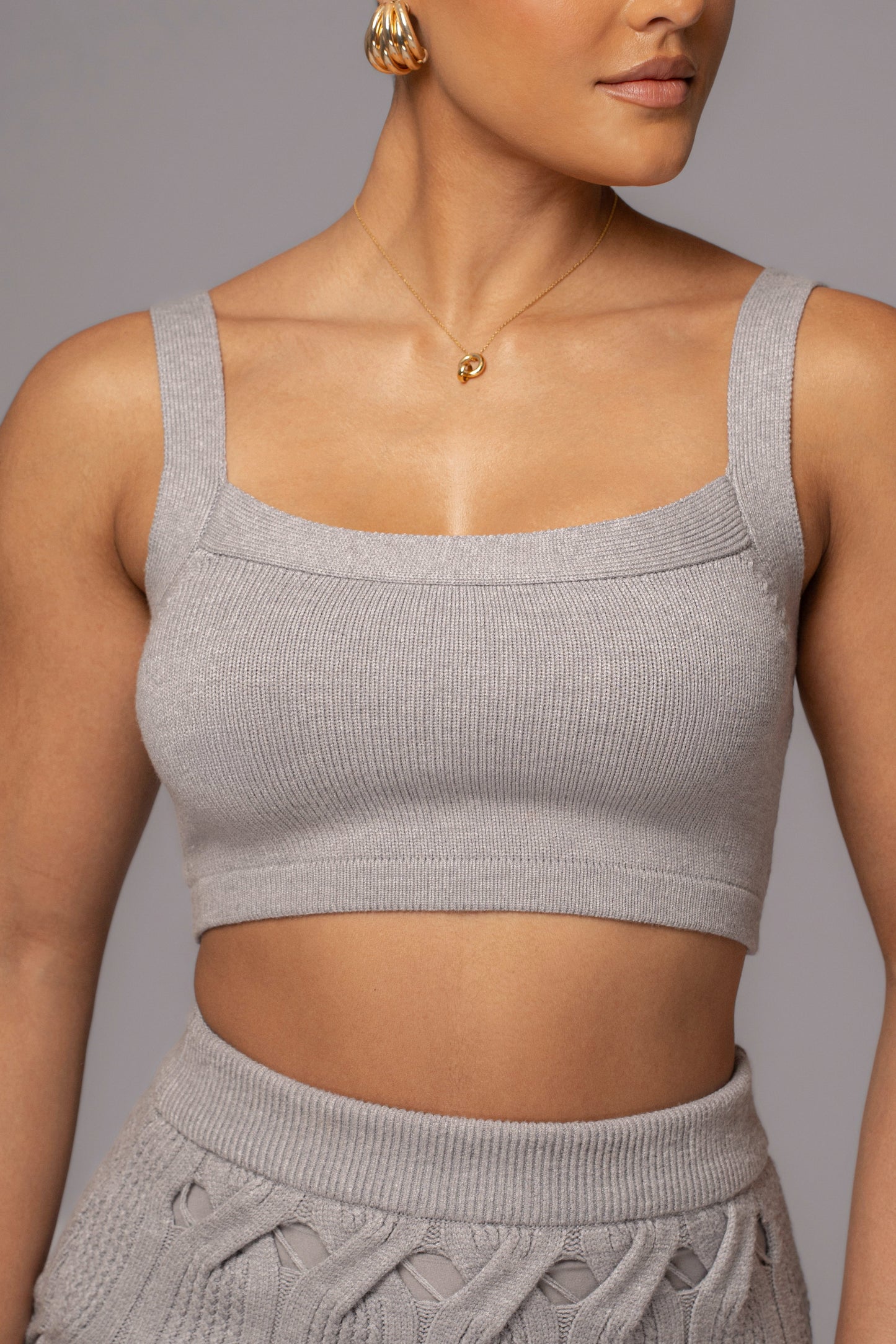 Heather Grey Darlah Knit Crop Top