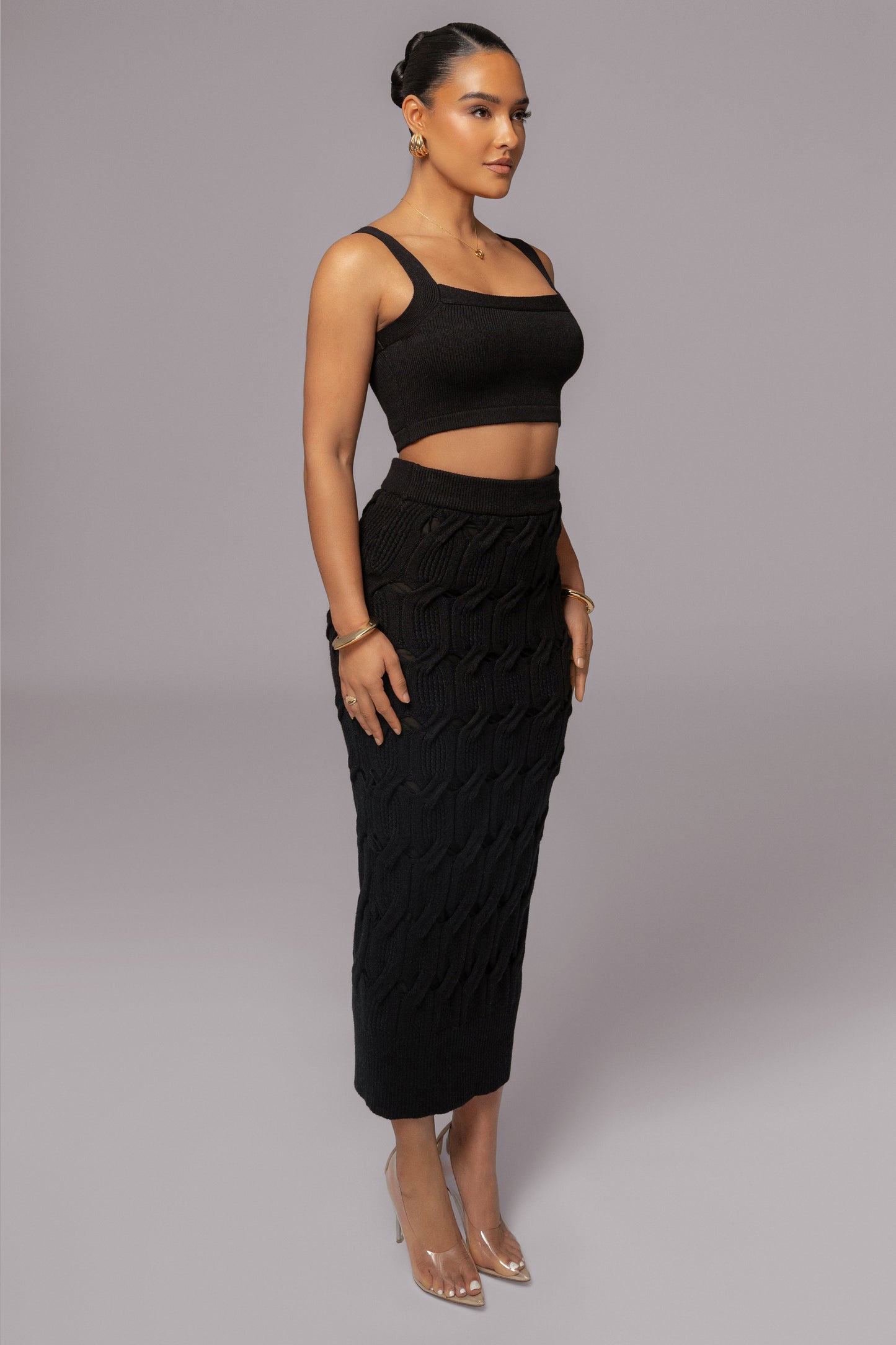 Black Darlah Knit Crop Top