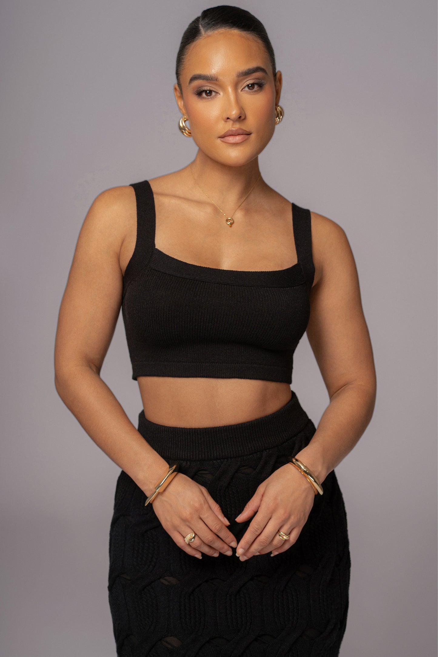 Black Darlah Knit Crop Top