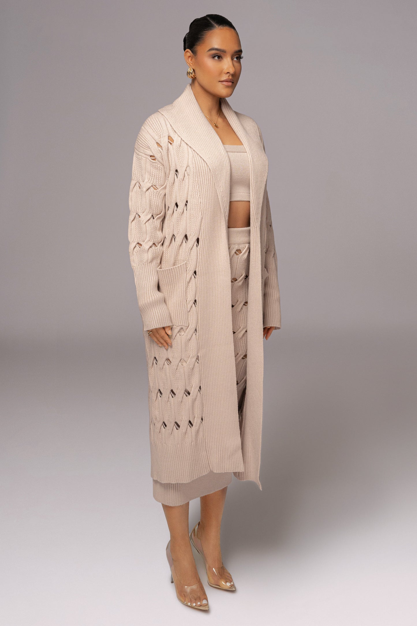 Beige Brixton Knit Cardigan