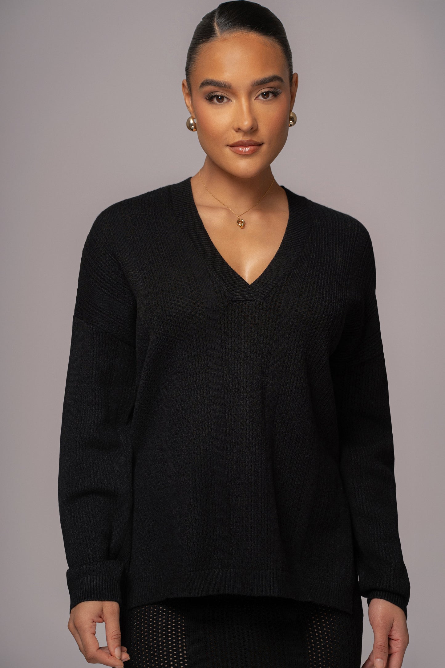 Black Estela Sweater Knit Top