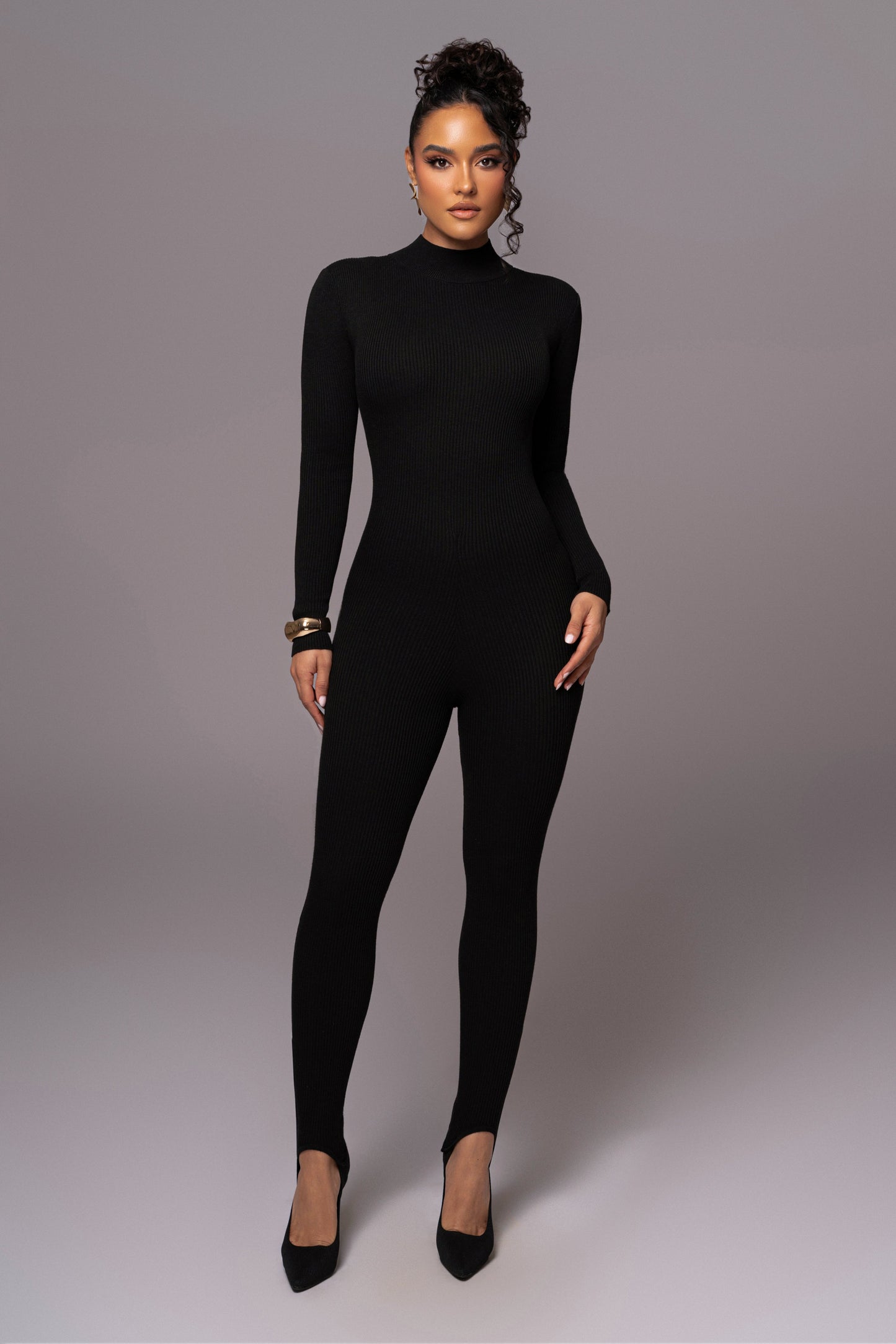 Black Minna Mock Neck Jumpsuit