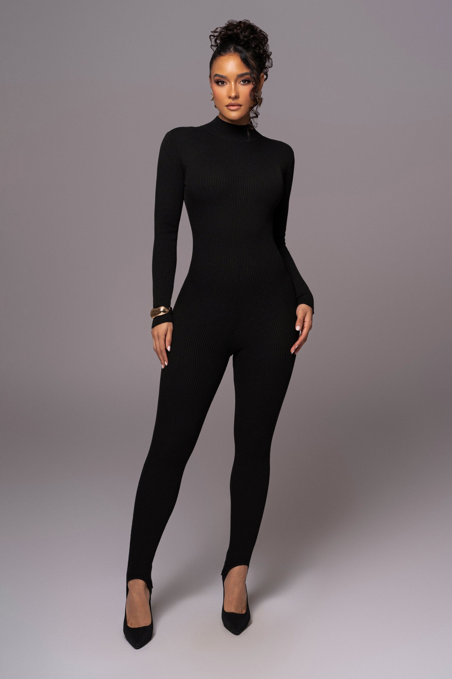 Black Minna Mock Neck Jumpsuit