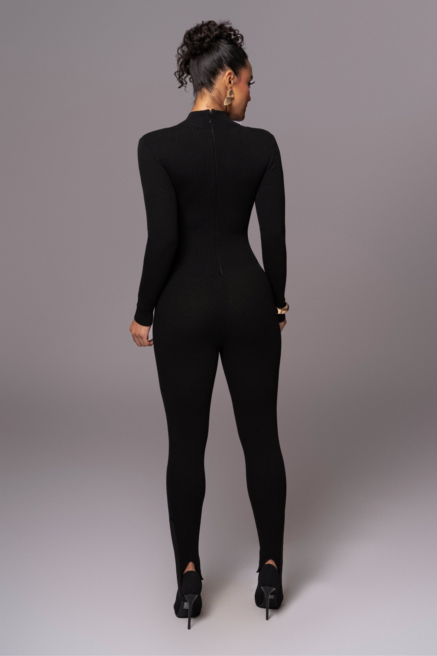 Black Minna Mock Neck Jumpsuit