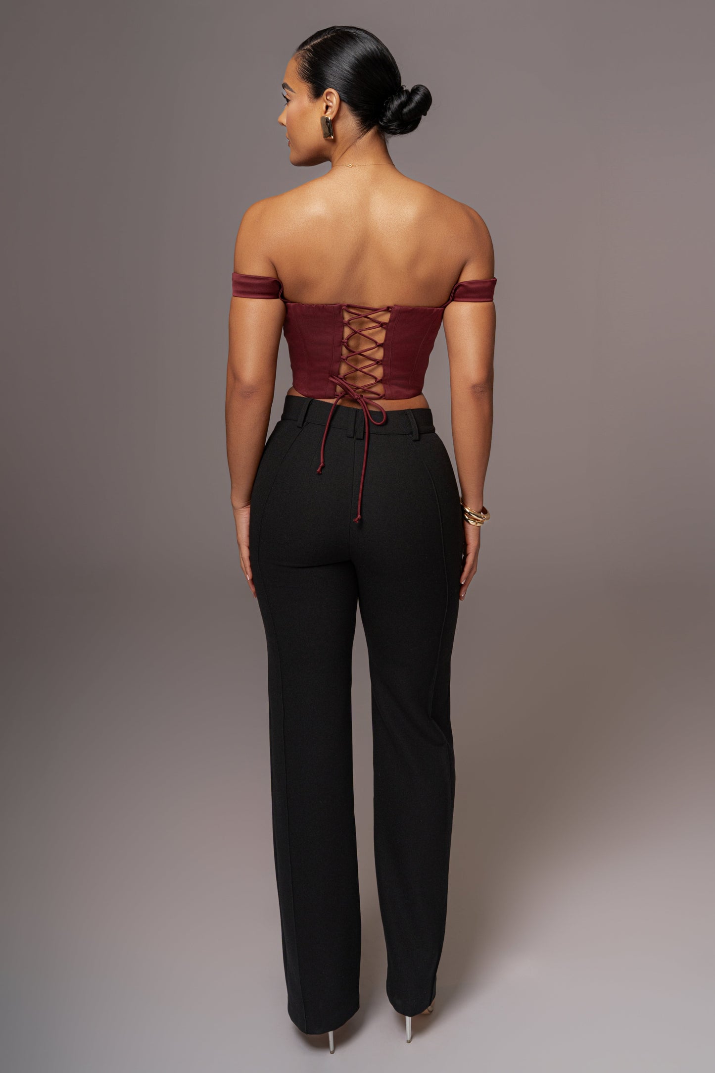 Burgundy Nickie Lace Back Top