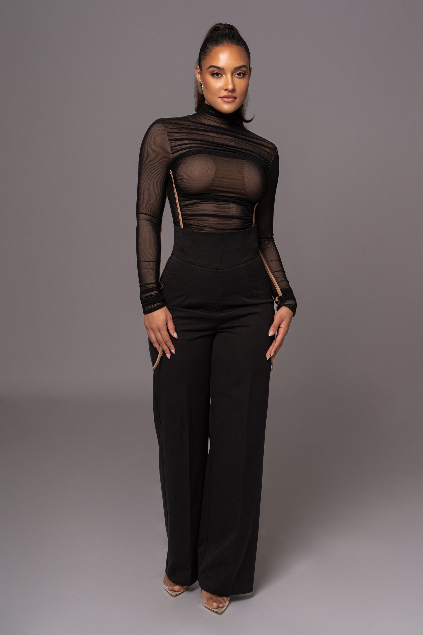 Black Santiana Turtleneck Top