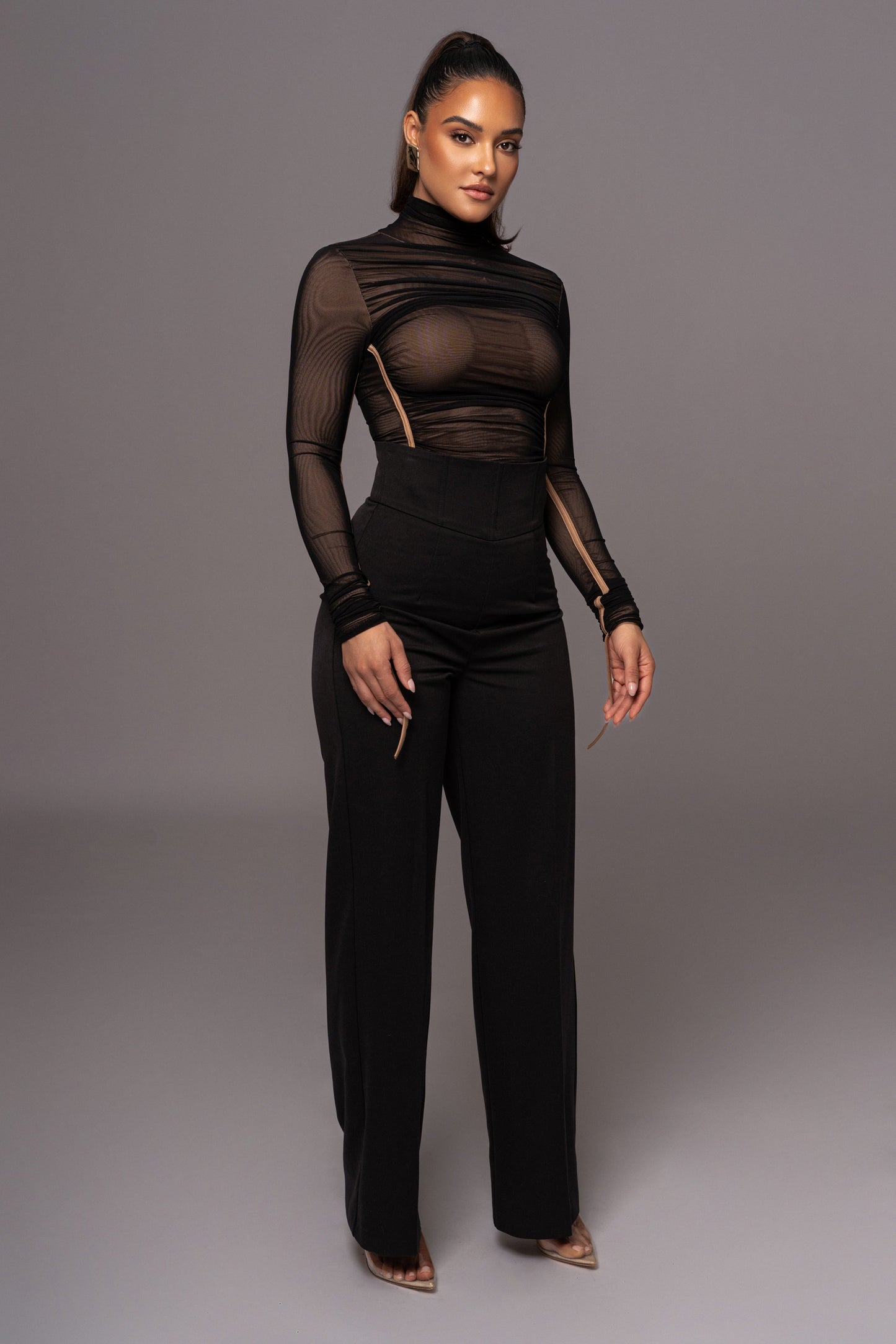 Black Santiana Turtleneck Top