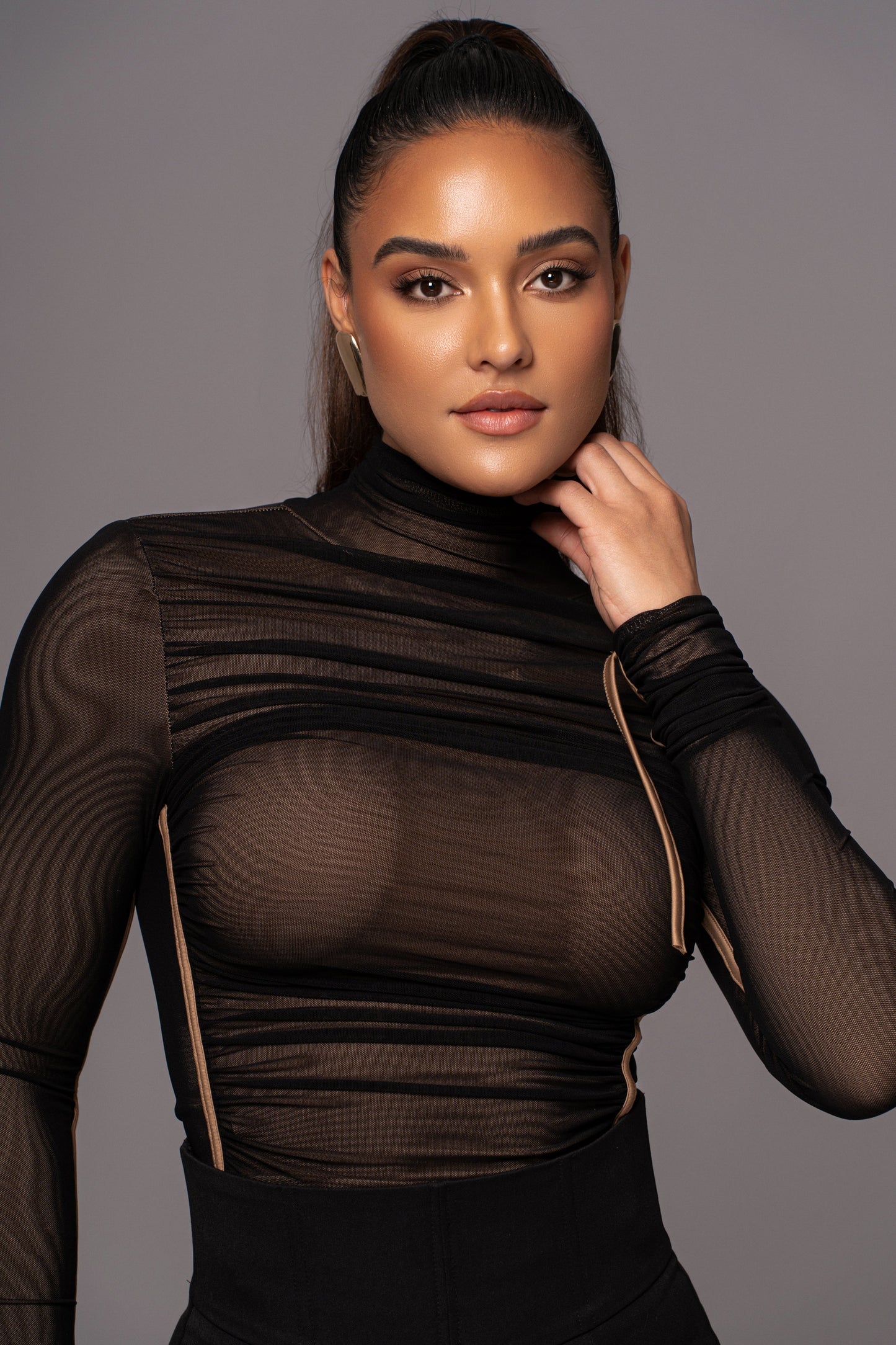 Black Santiana Turtleneck Top