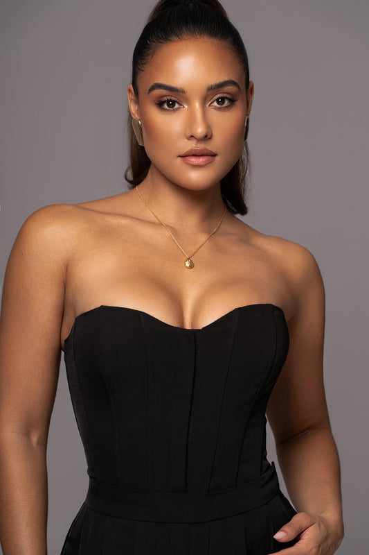 Black Viv Satin Bustier Top