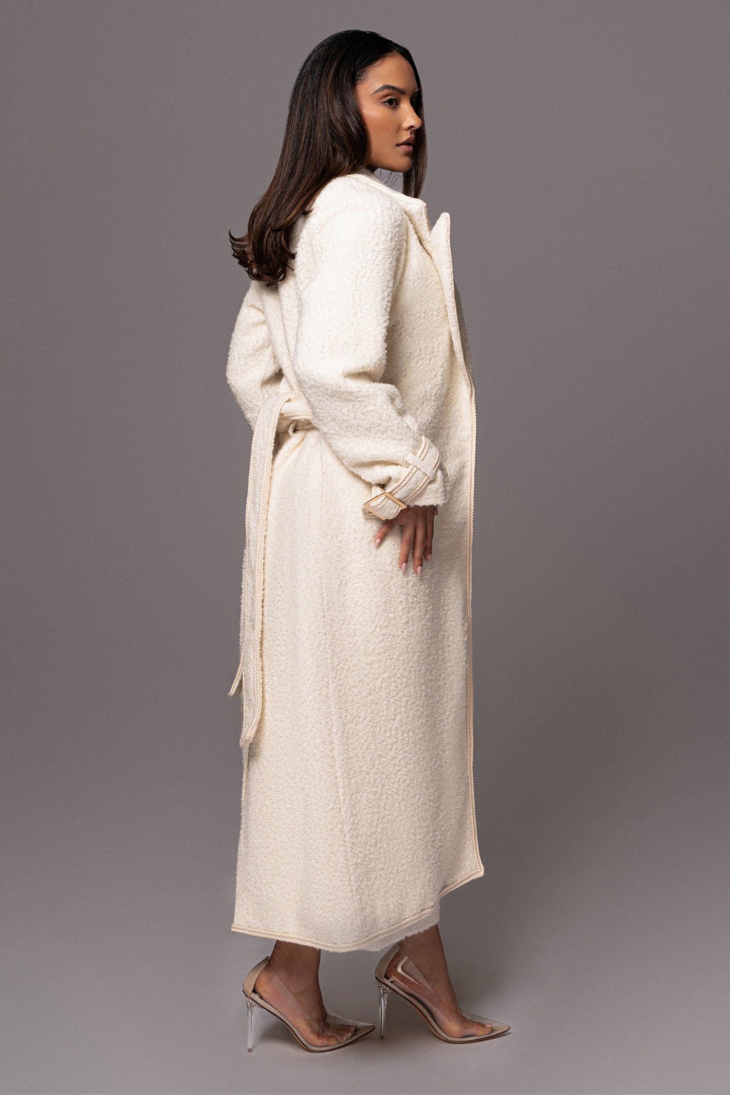 Ivory Fit For Success Boucle Coat