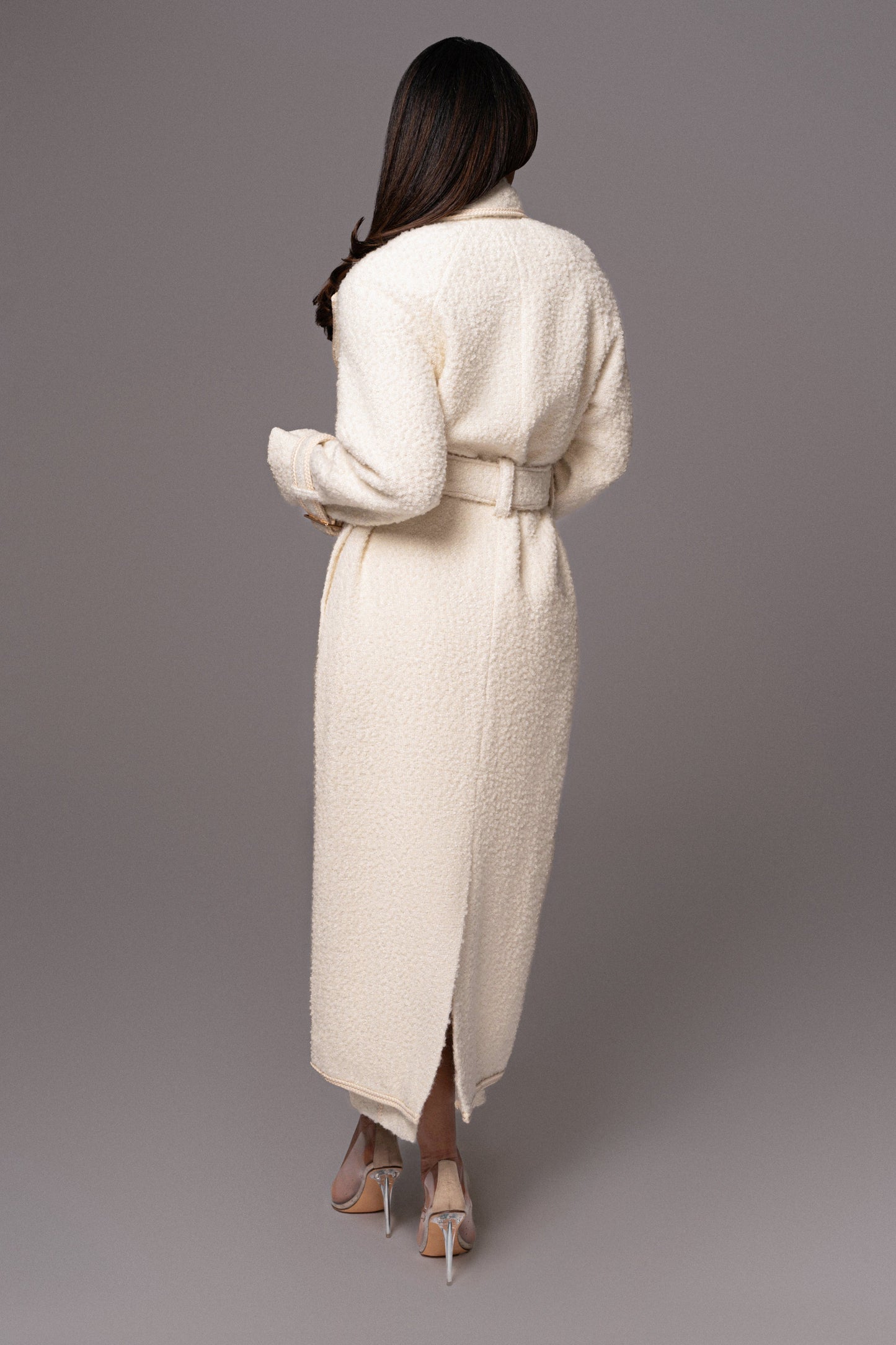 Ivory Fit For Success Boucle Coat