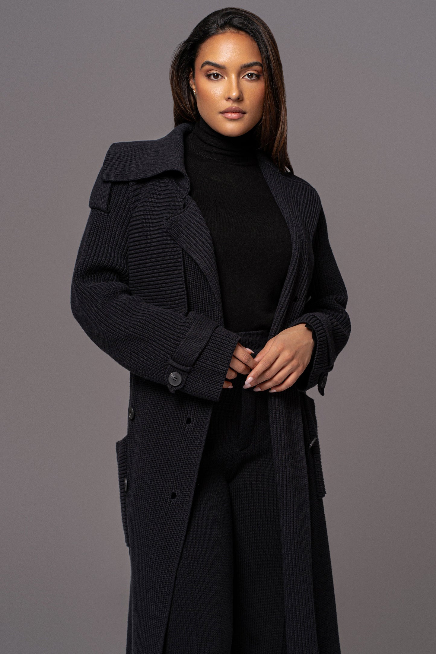 Black Maxinne Knit Coat