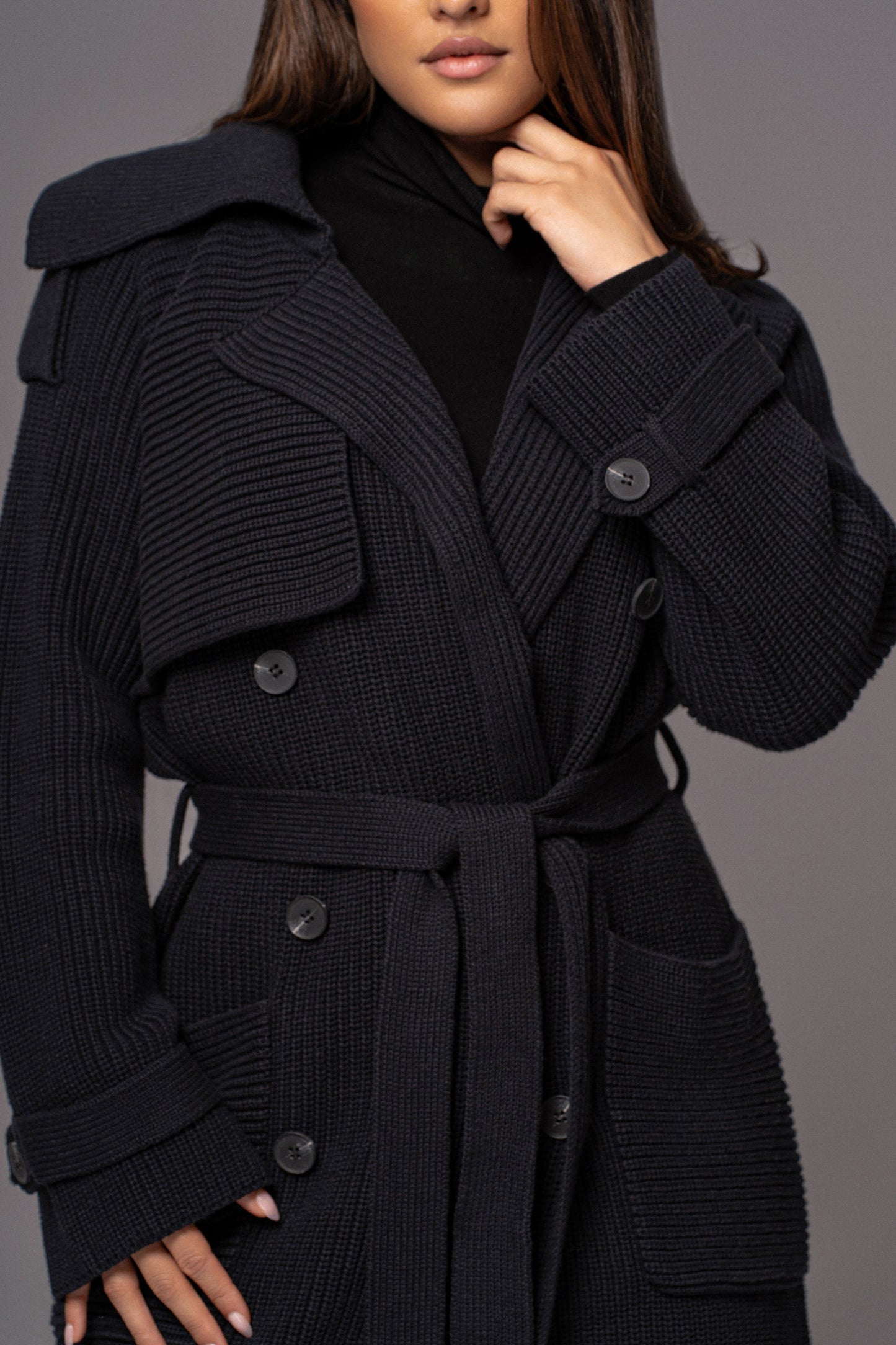 Black Maxinne Knit Coat