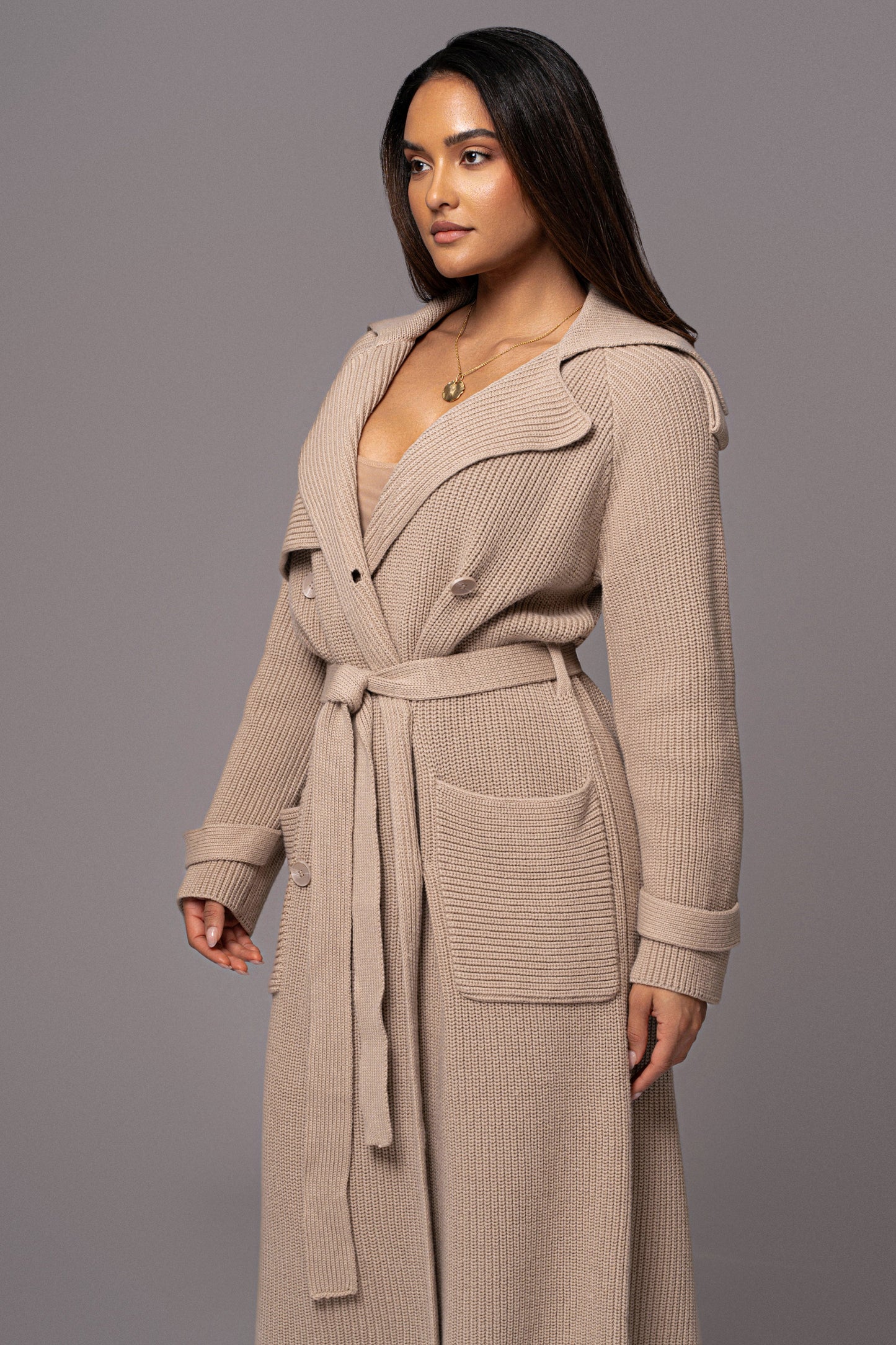 Beige Maxinne Knit Coat