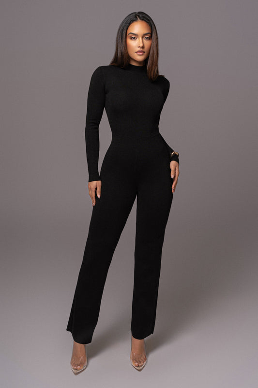 Black Noel Sweater Knit Jumpsuit