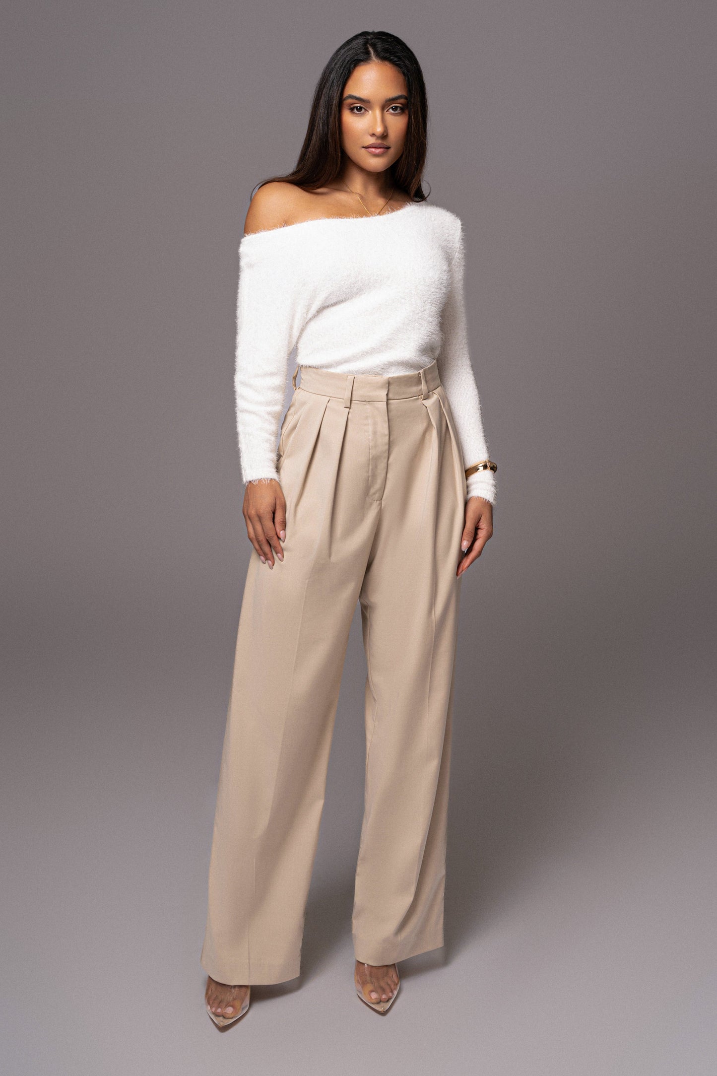 Ivory Yesenia Asymmetrical Knit Top