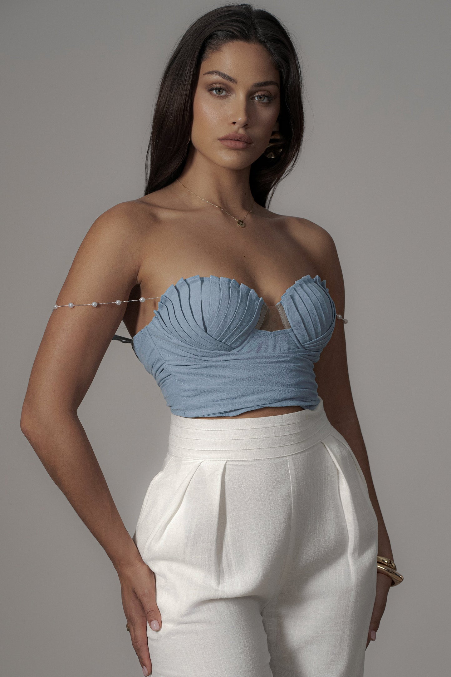 Blue Arielle Bustier Top