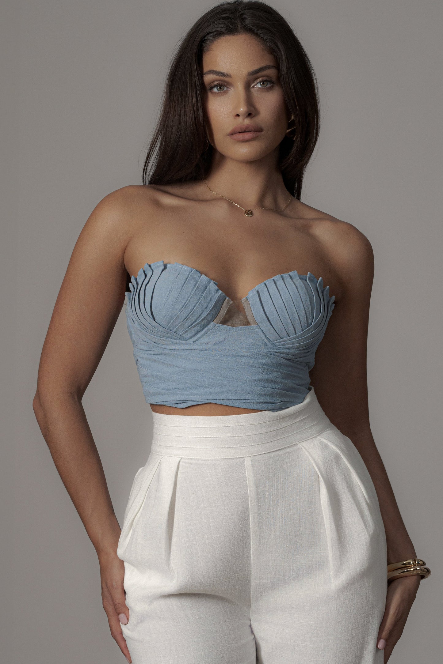 Blue Arielle Bustier Top