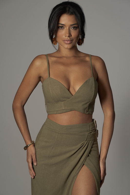 Olive Sunrise Linen Bustier