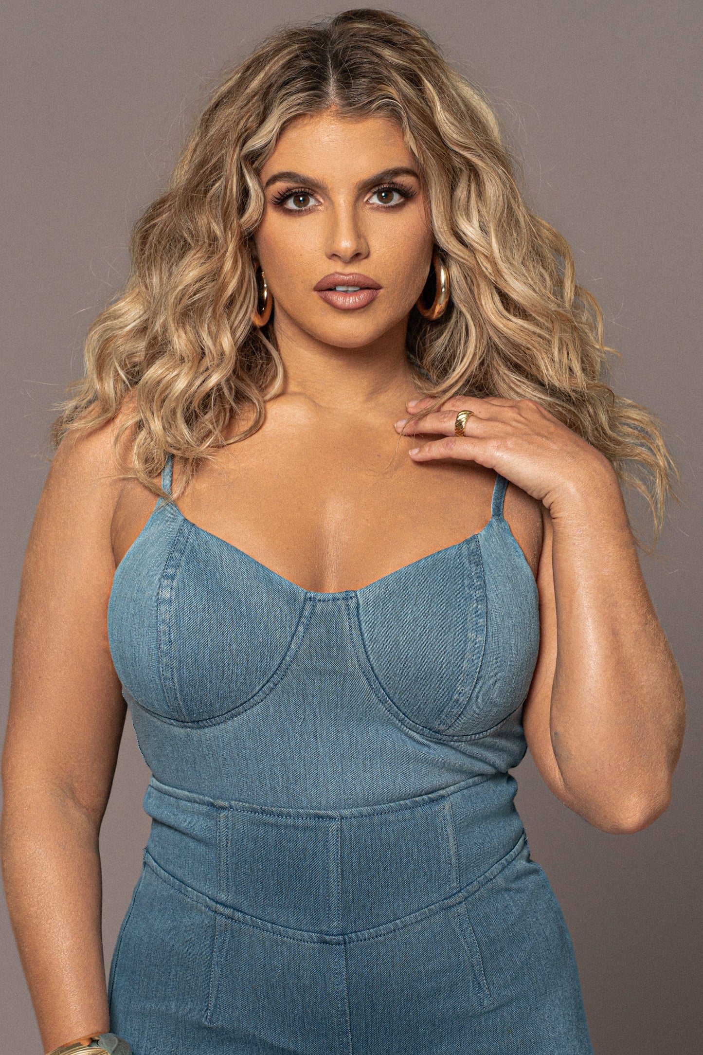 Medium Wash Orion Denim Bustier Bodysuit