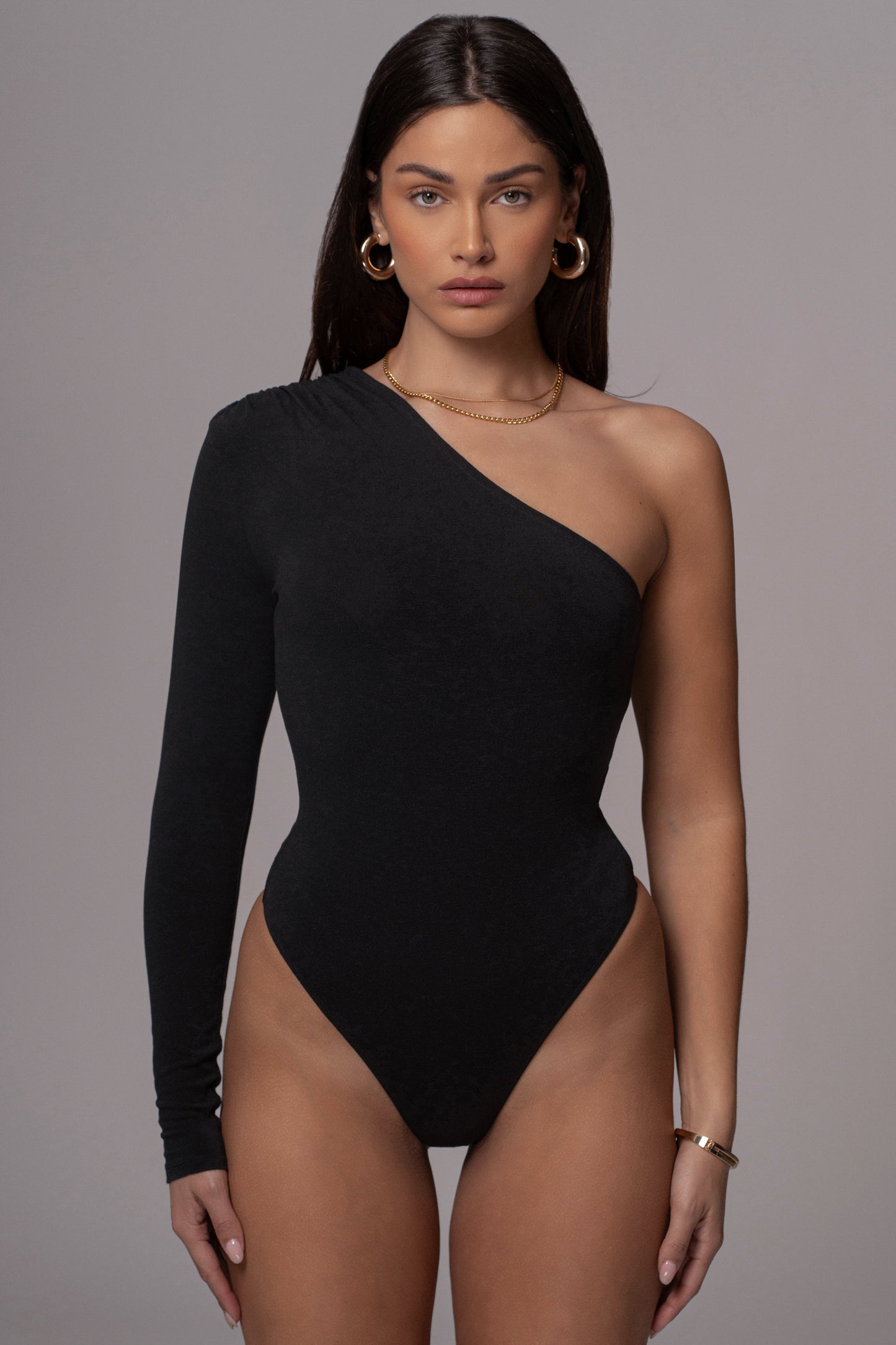 Black Nobu One Shoulder Bodysuit