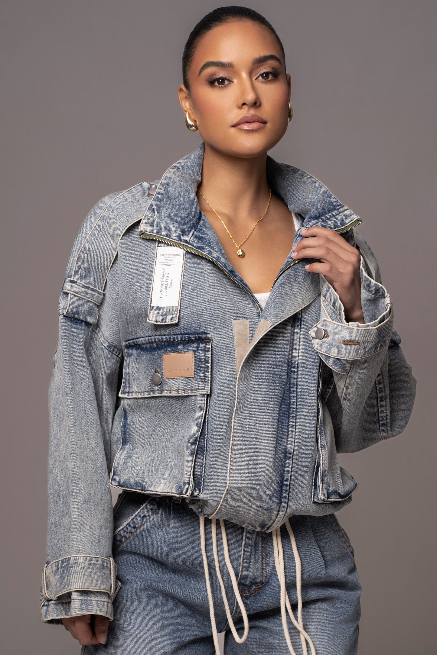 Medium Wash Esther Utility Denim Jacket