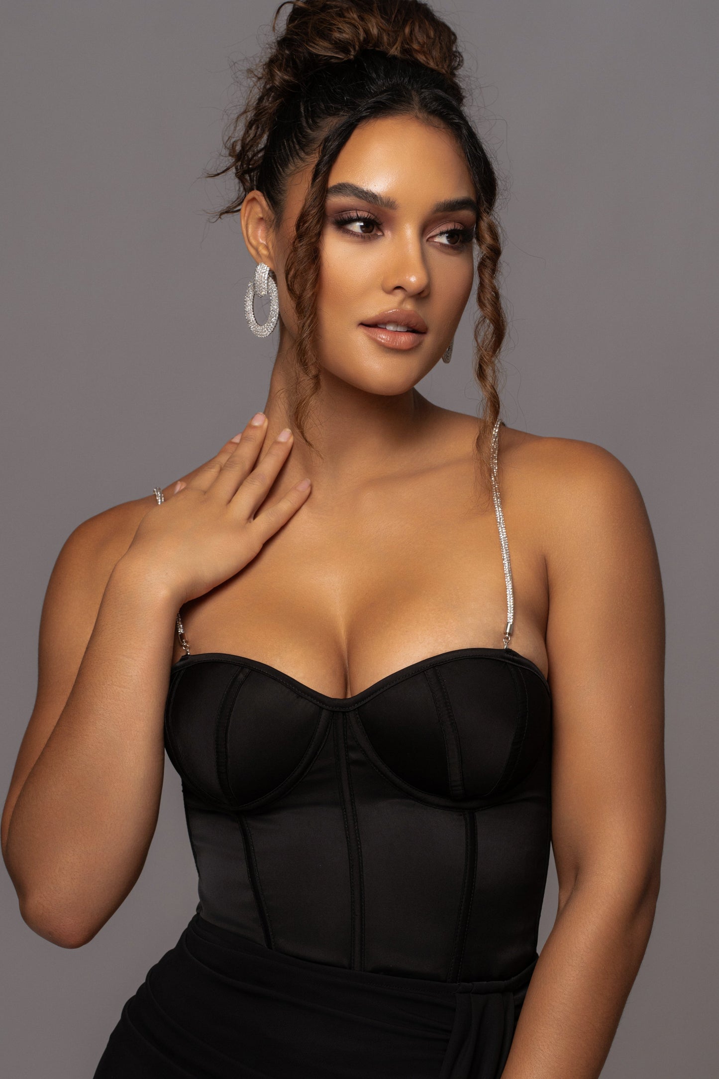 Black Leo Matte Satin Bustier