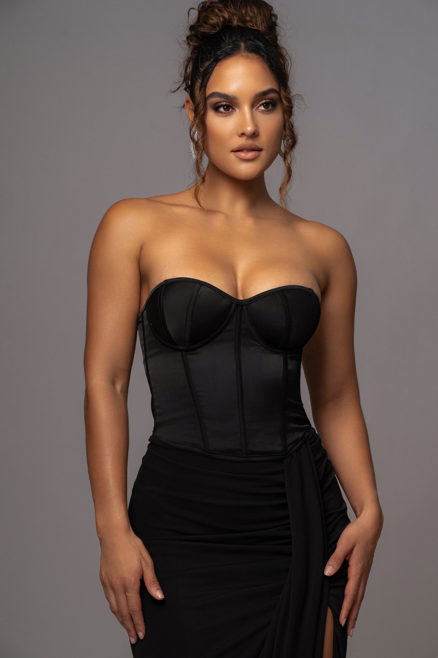 Black Leo Matte Satin Bustier