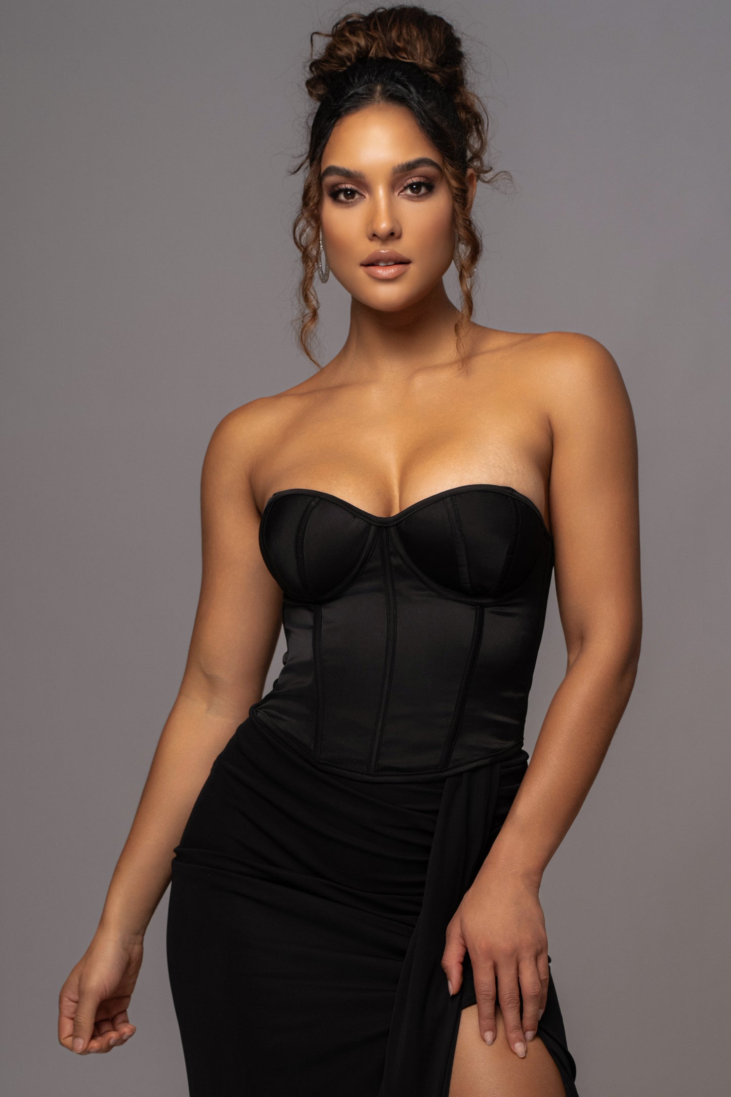 Black Leo Matte Satin Bustier