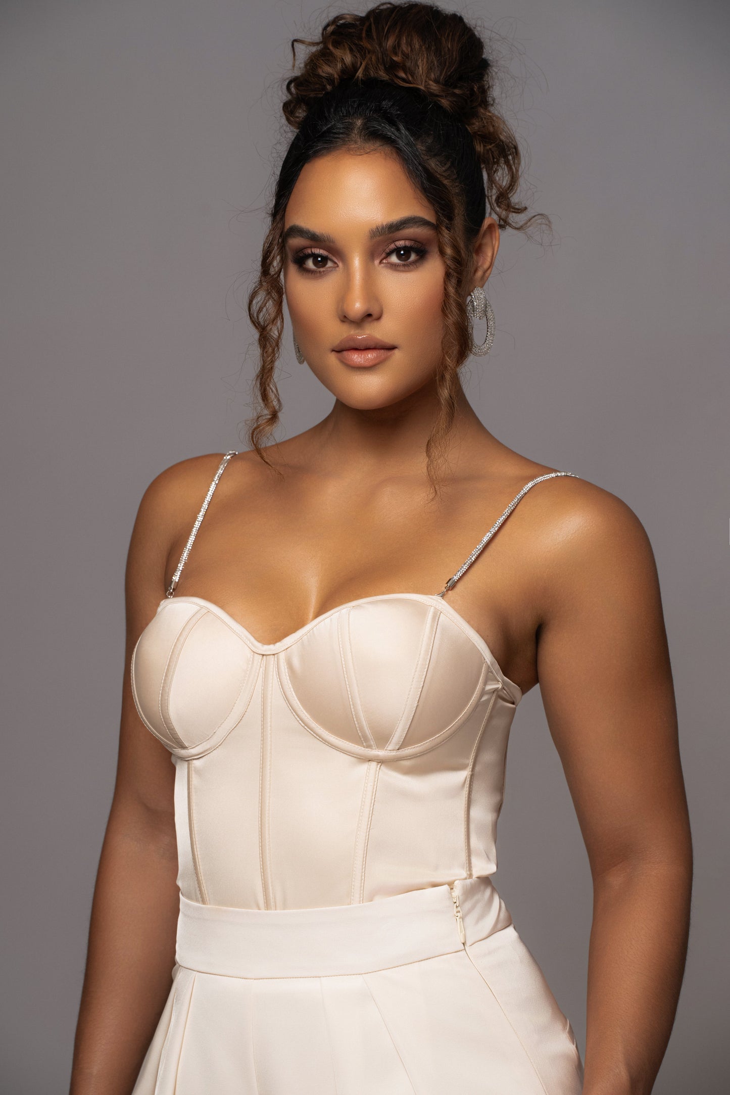 Champagne Leo Matte Satin Bustier