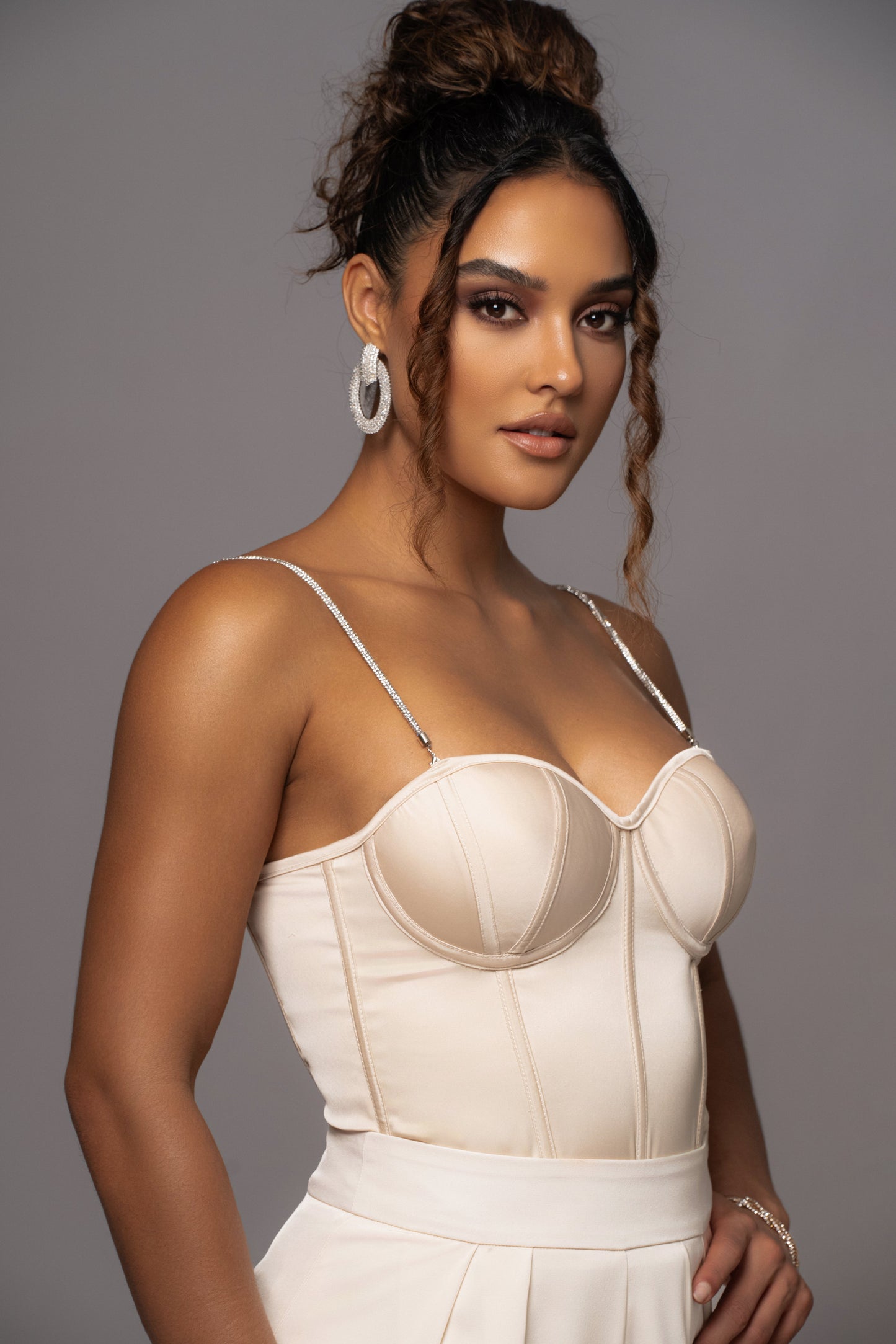 Champagne Leo Matte Satin Bustier