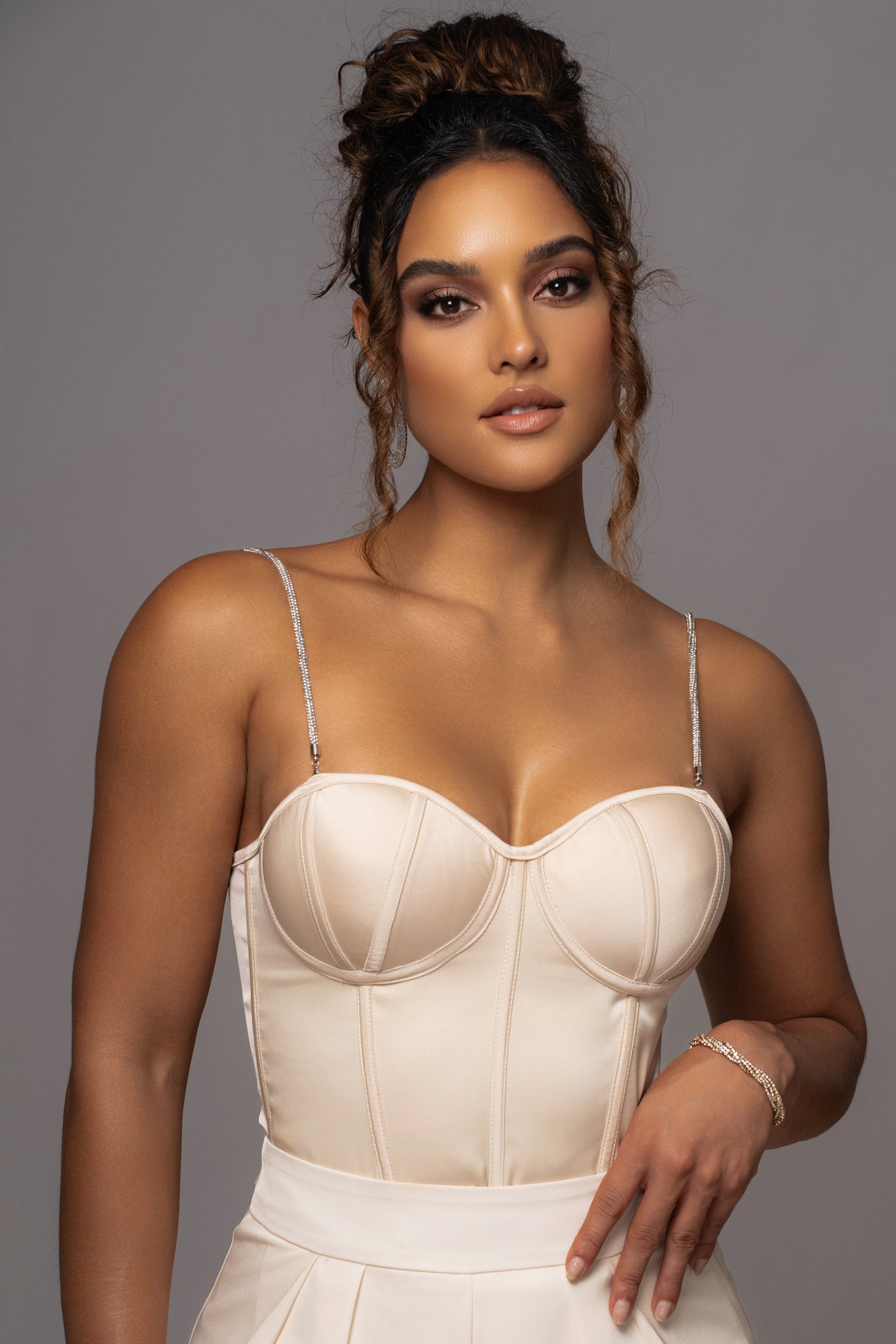 Champagne Leo Matte Satin Bustier