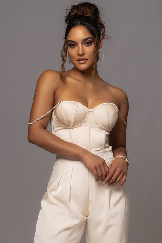 Champagne Leo Matte Satin Bustier