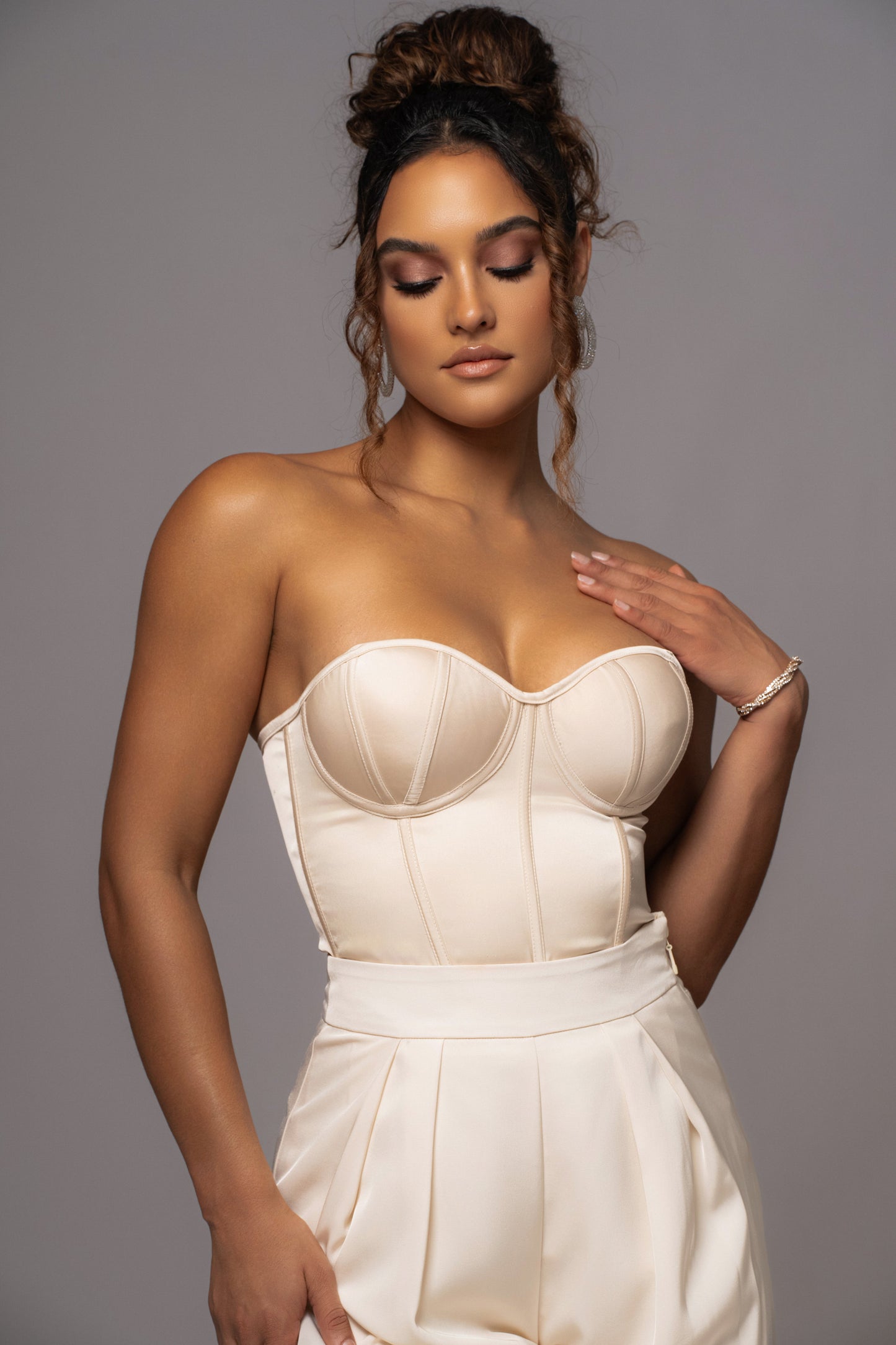 Champagne Leo Matte Satin Bustier