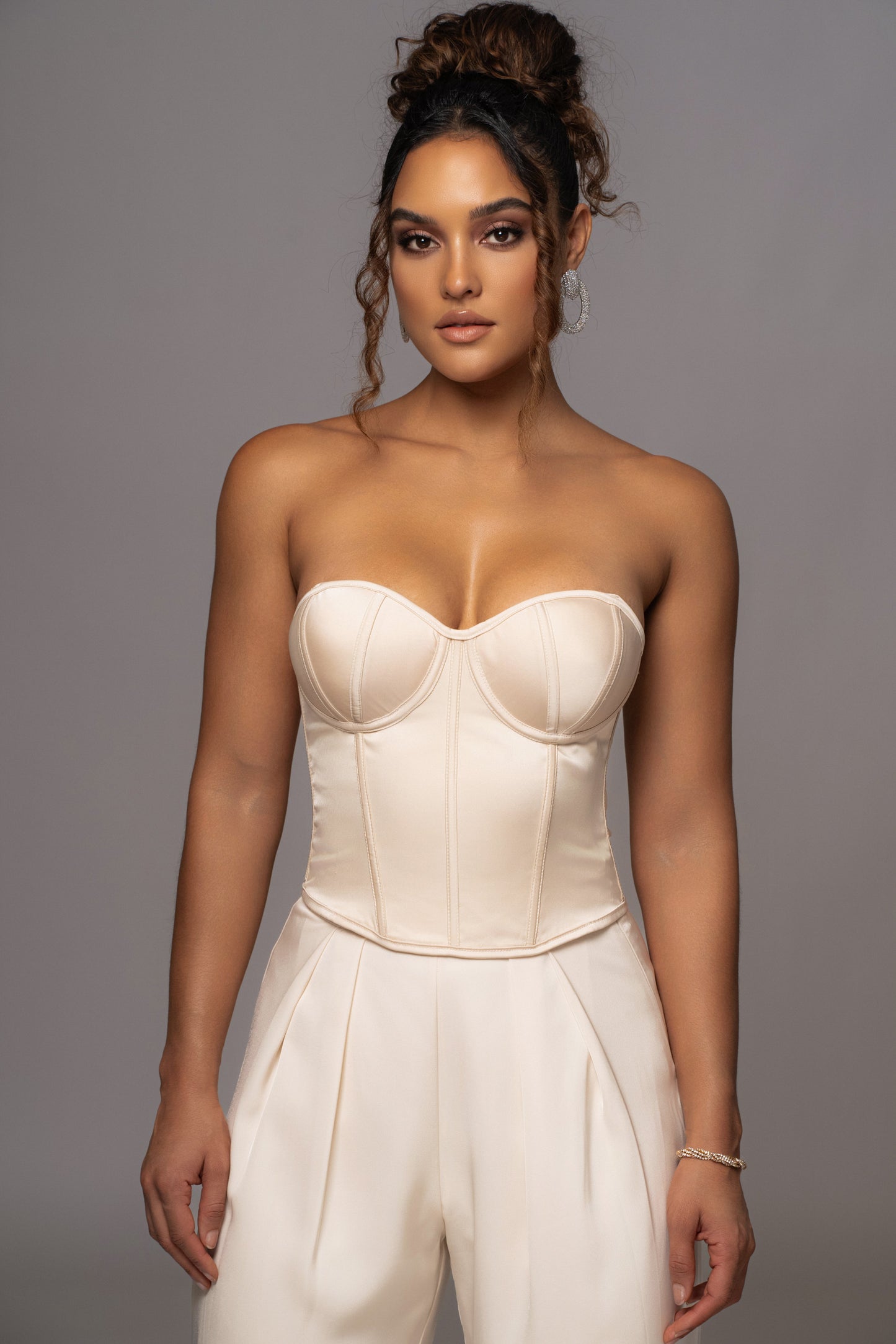 Champagne Leo Matte Satin Bustier