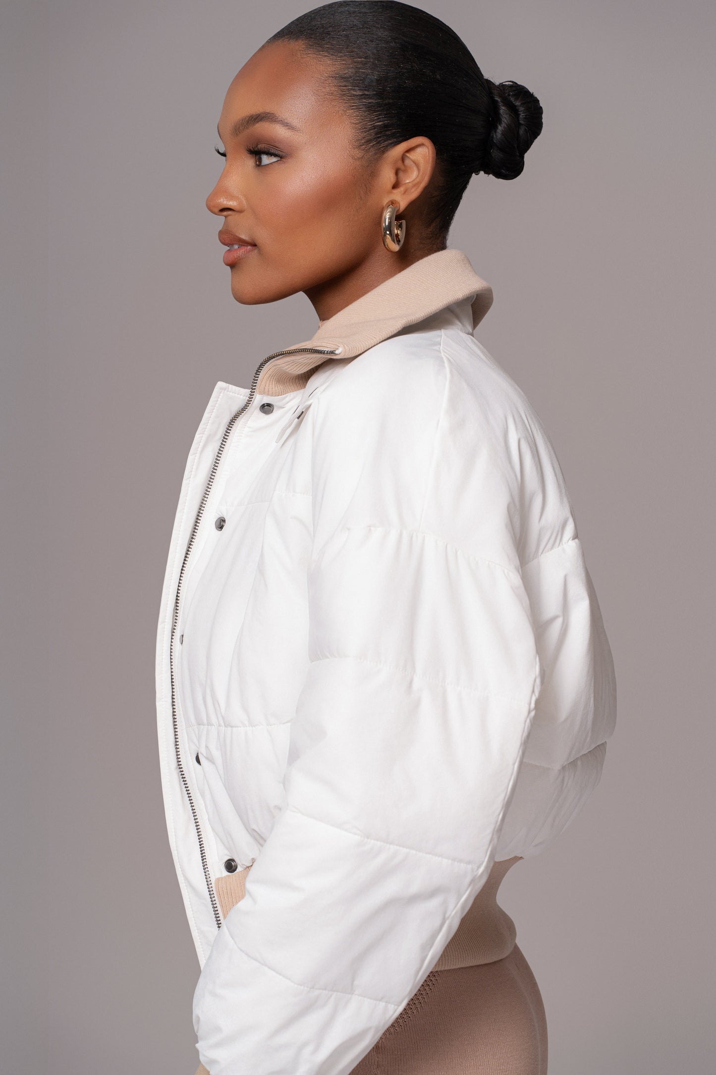 White Stassie Ribbed Jacket