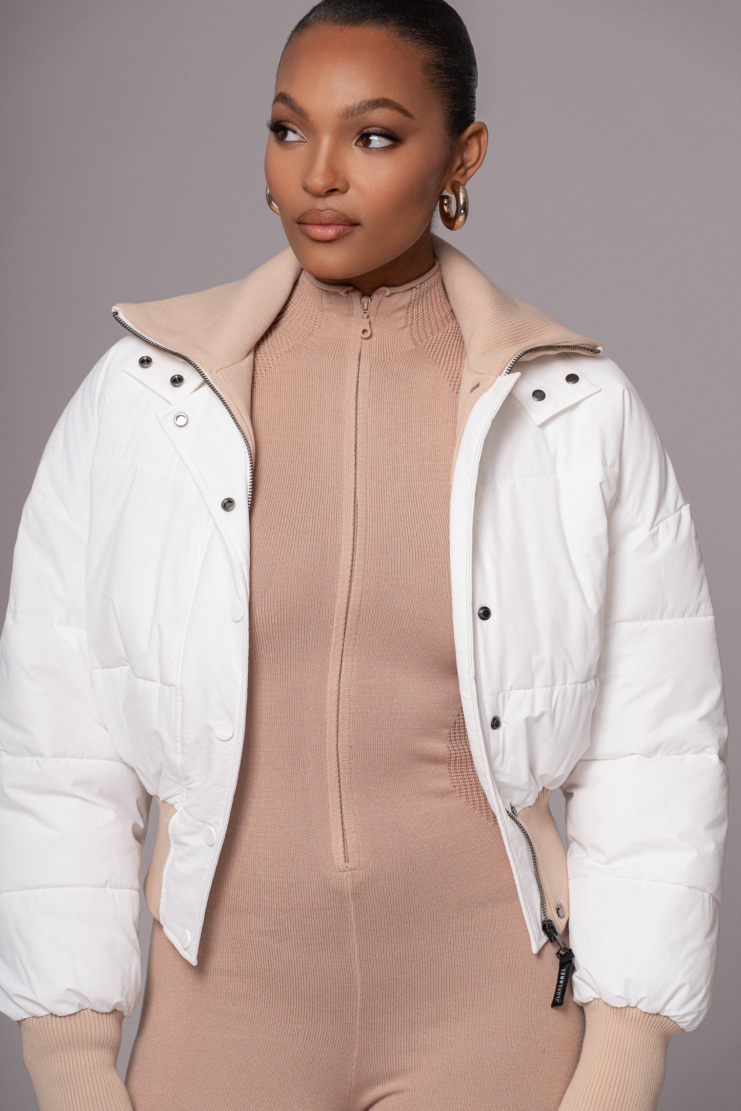 White Stassie Ribbed Jacket