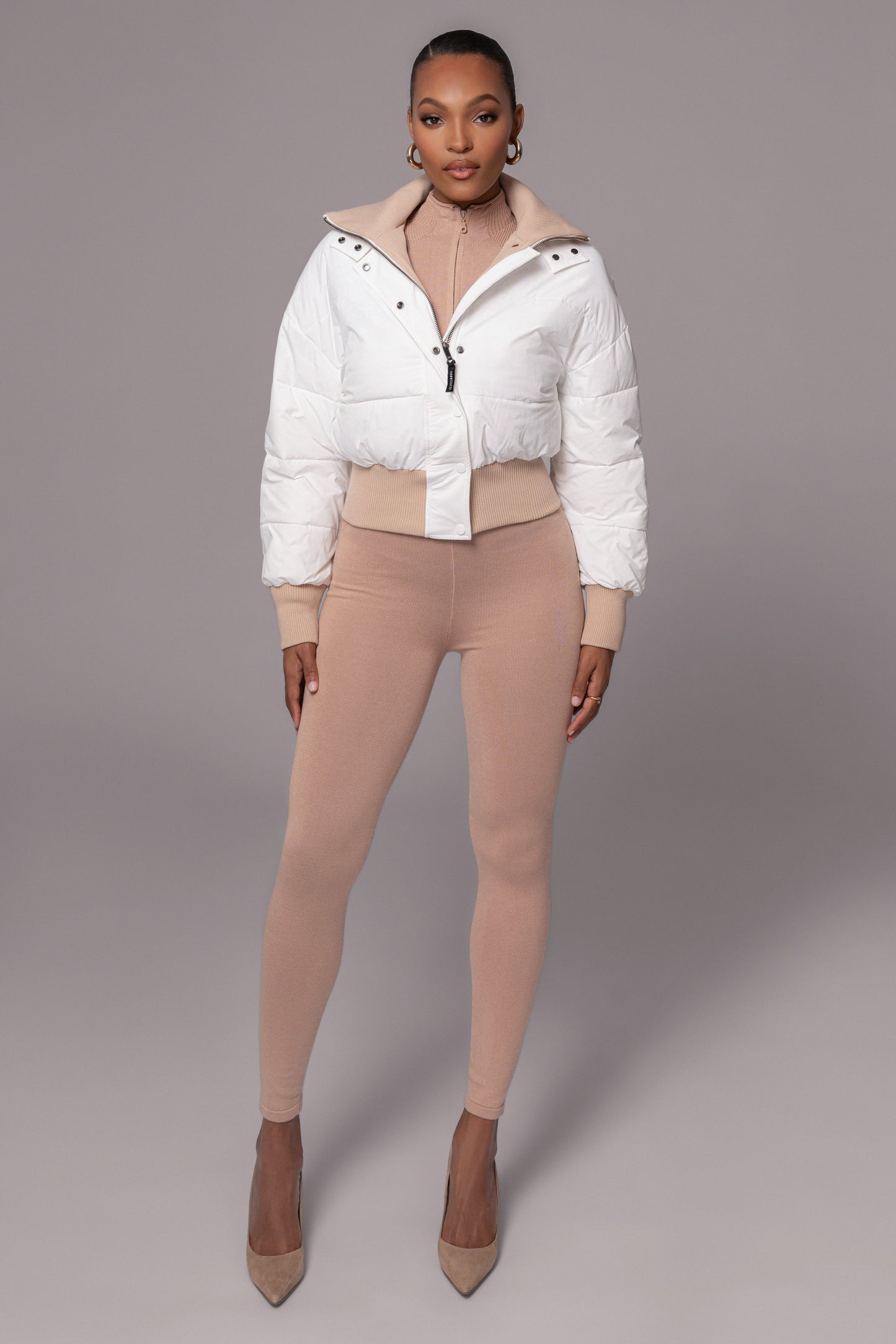 White Stassie Ribbed Jacket