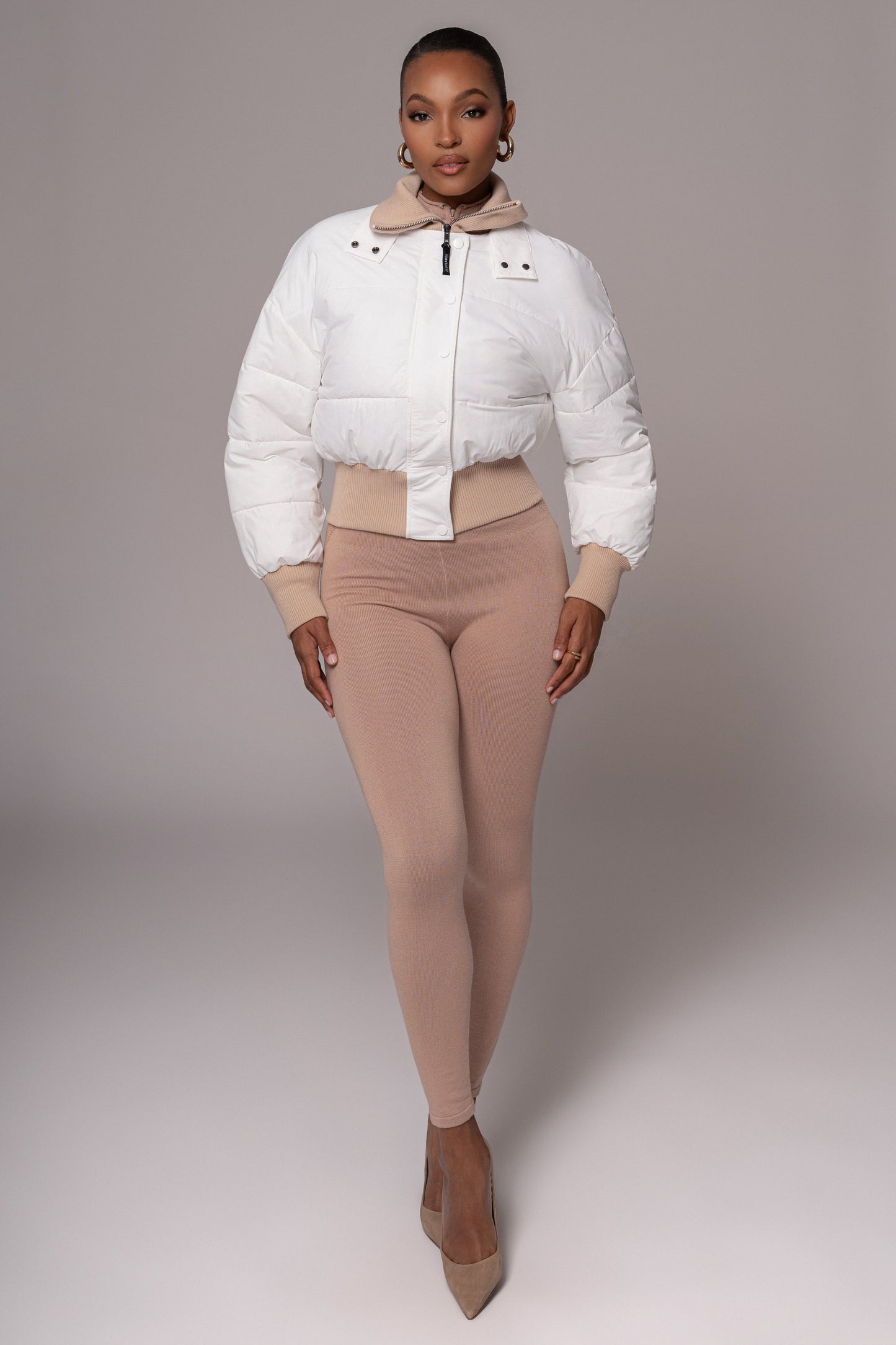 White Stassie Ribbed Jacket