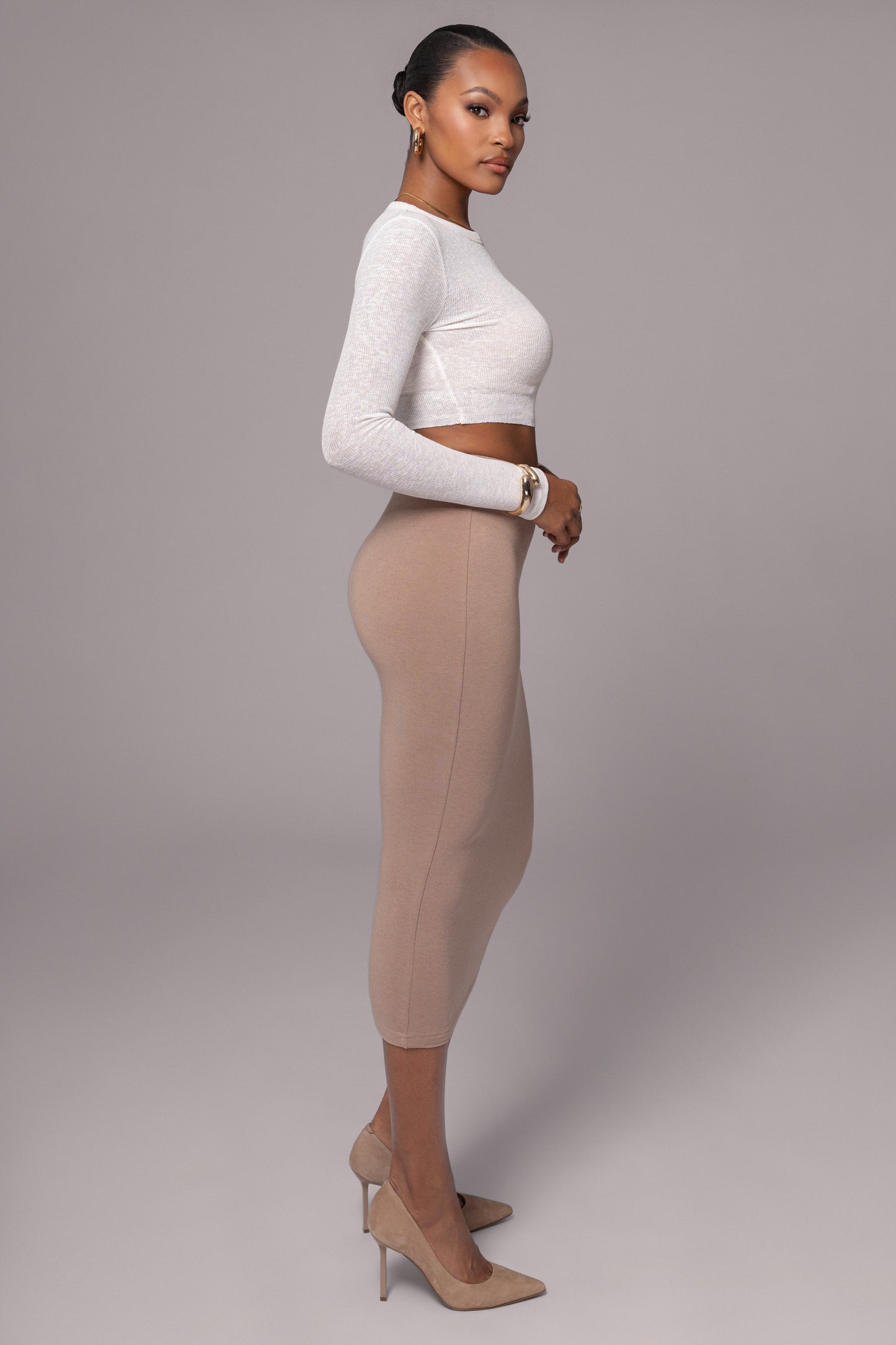 Ivory Just Enough Ribbed Crop Top