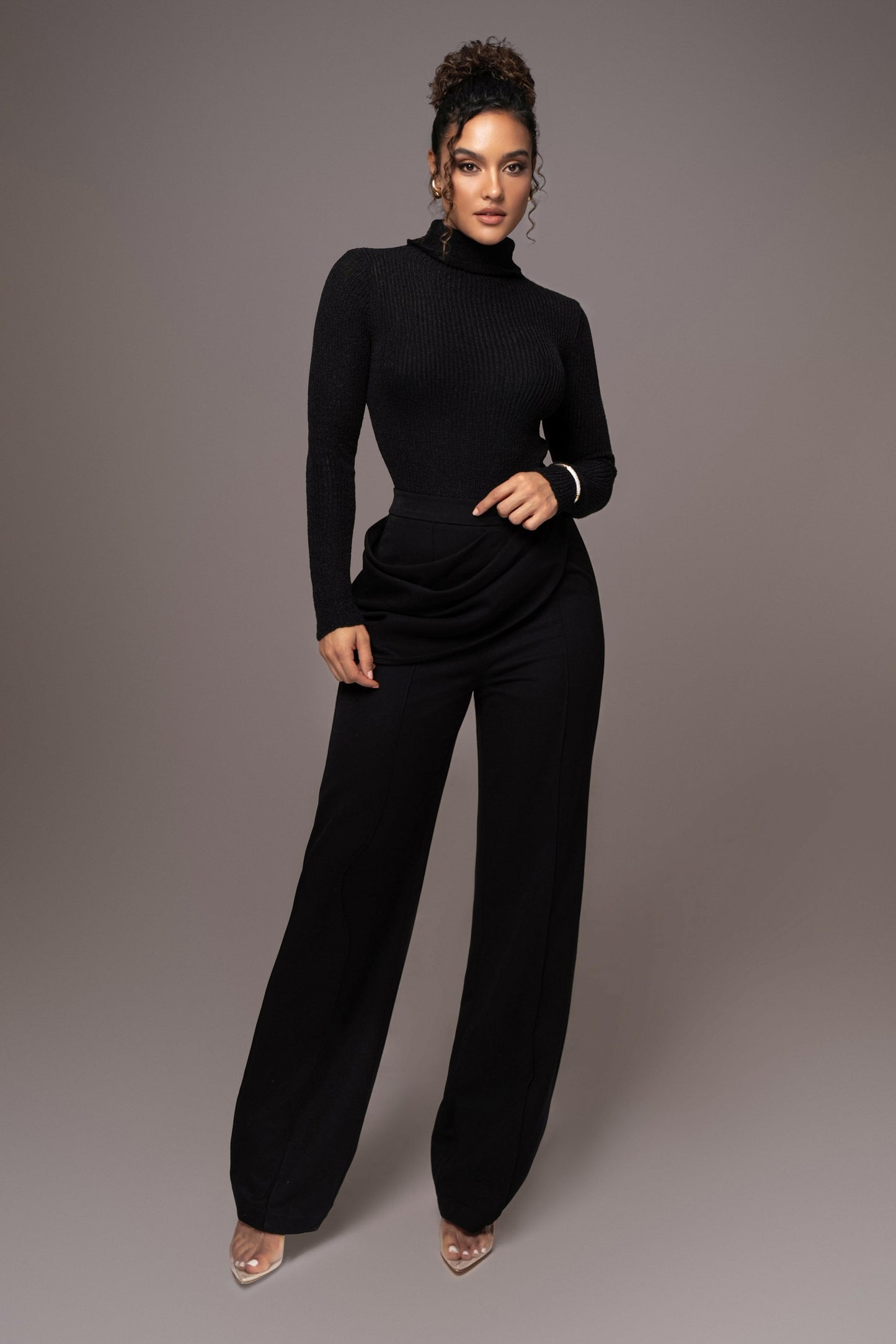 Black Carli Turtle Neck Top