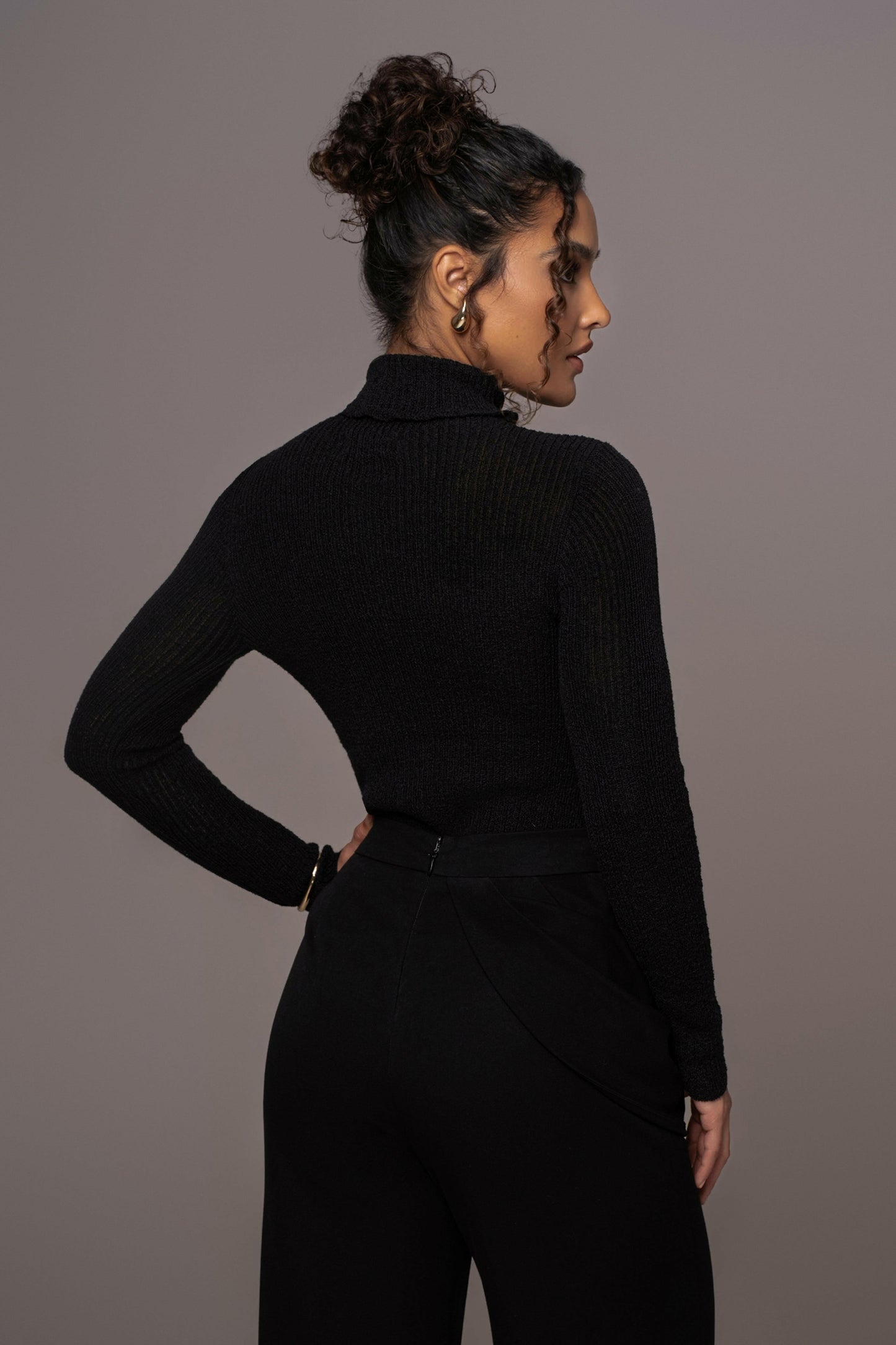 Black Carli Turtle Neck Top