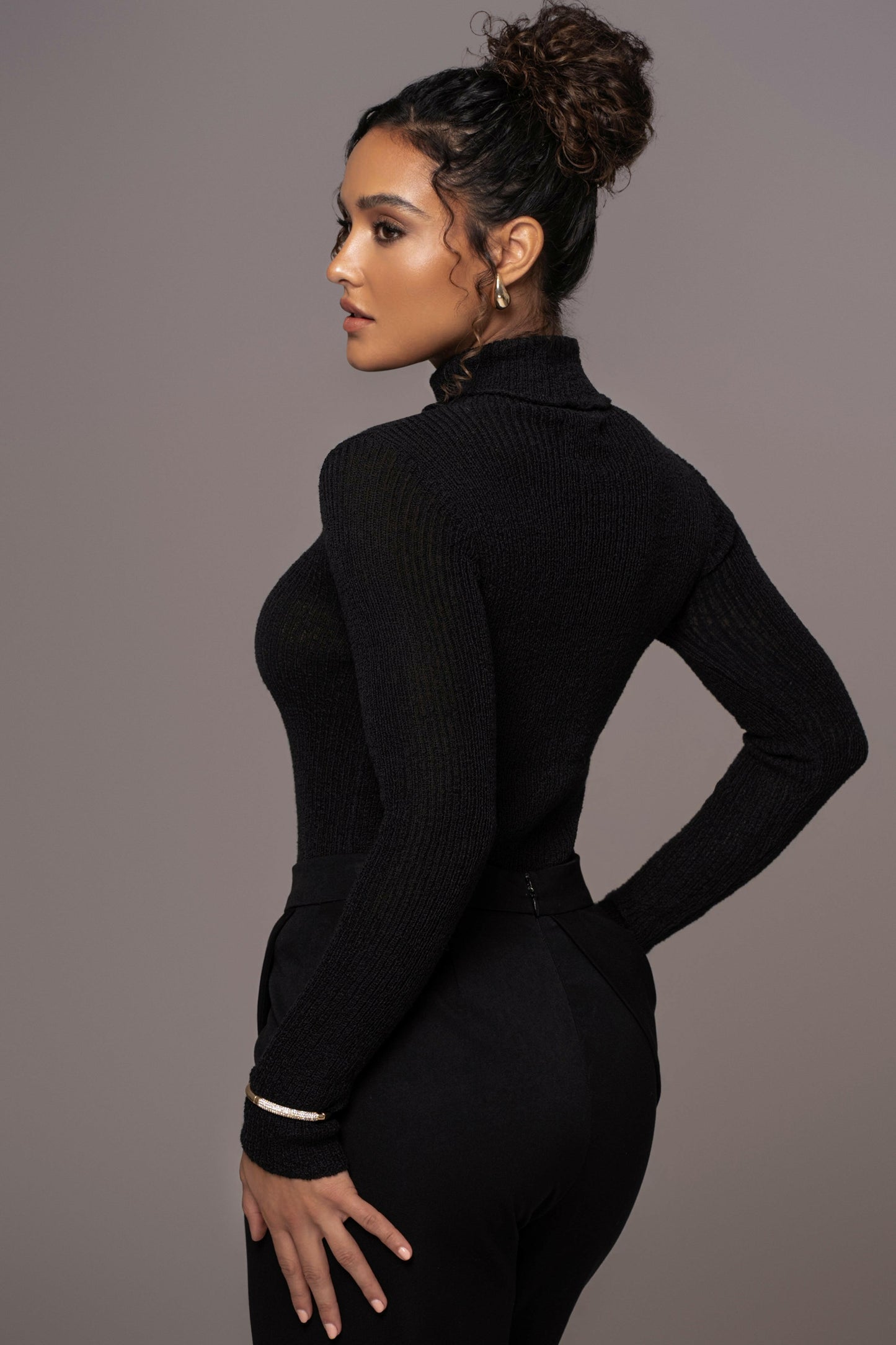 Black Carli Turtle Neck Top