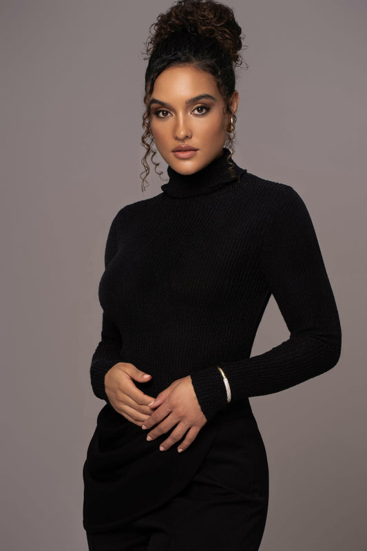 Black Carli Turtle Neck Top