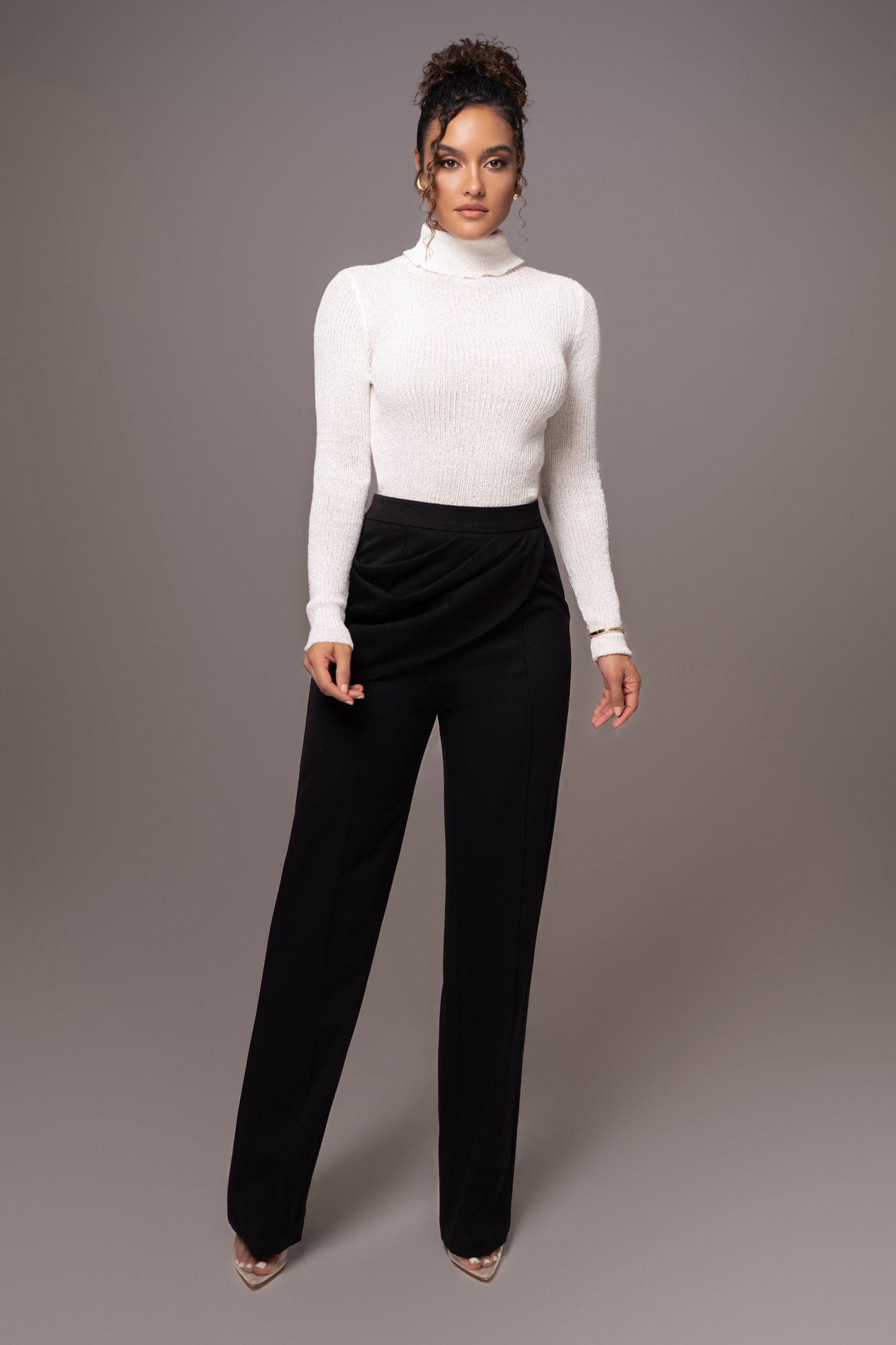 White Carli Turtle Neck Top