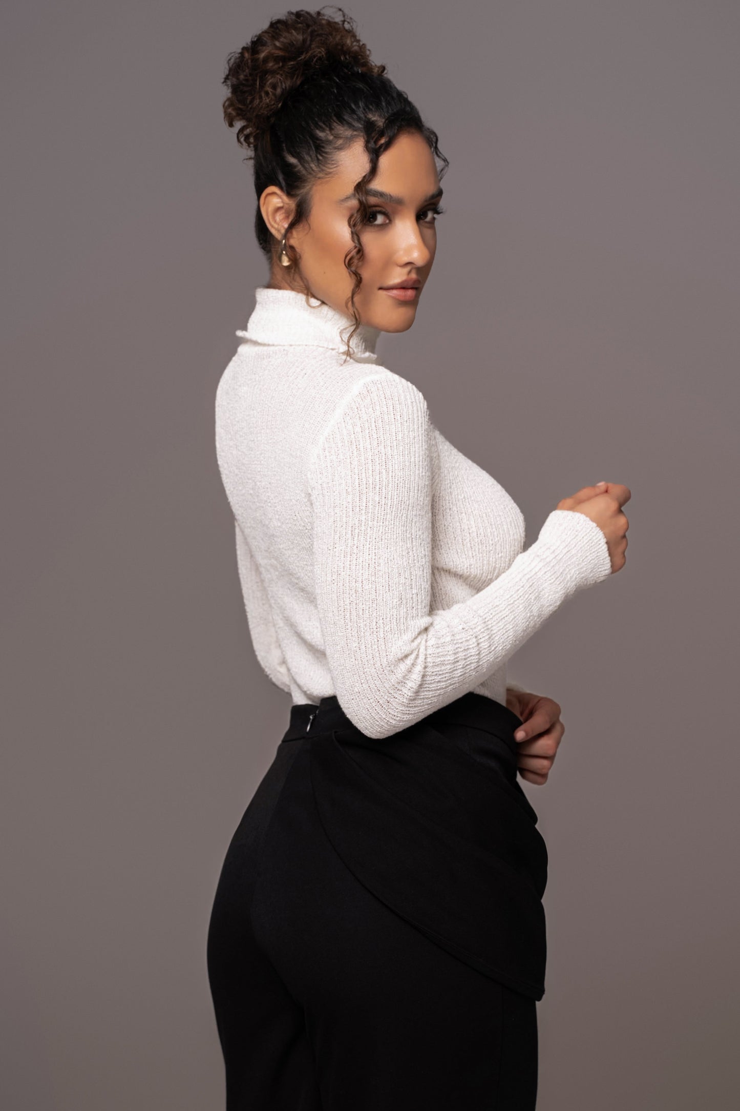 White Carli Turtle Neck Top