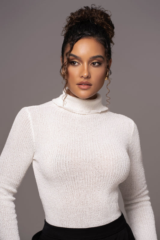 White Carli Turtle Neck Top