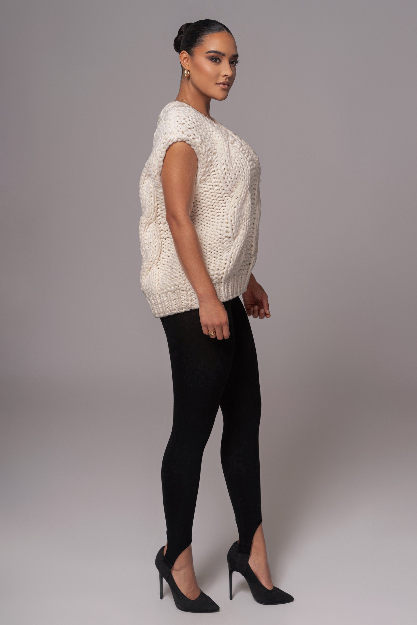 Ivory Mari Cable Knit Vest