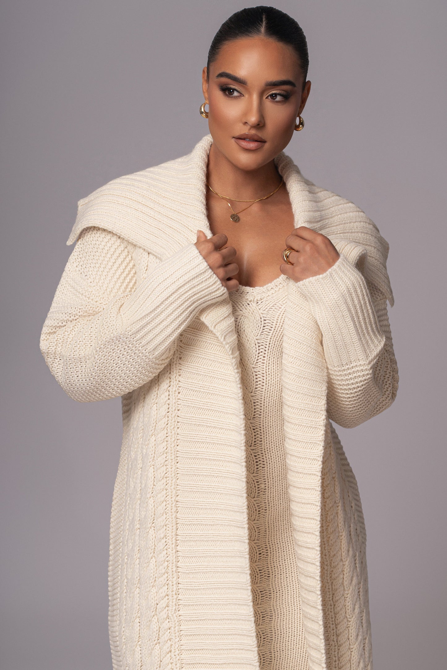 Ivory Malinda Sweater Knit Cardigan